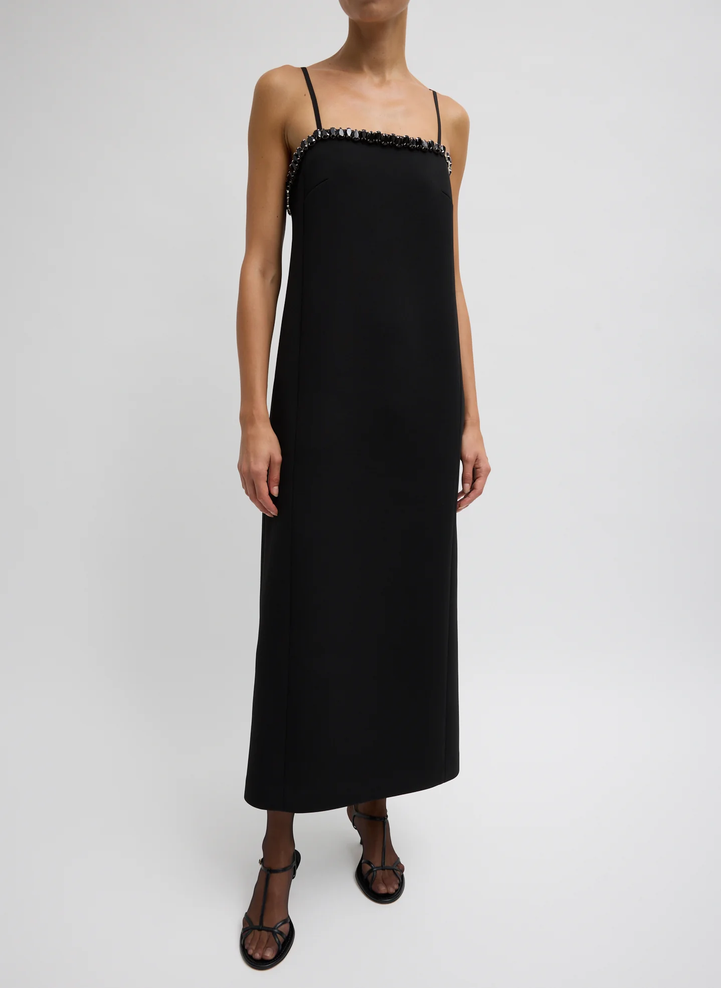 Bonded Twill Beaded Strappy Dress - Image 3