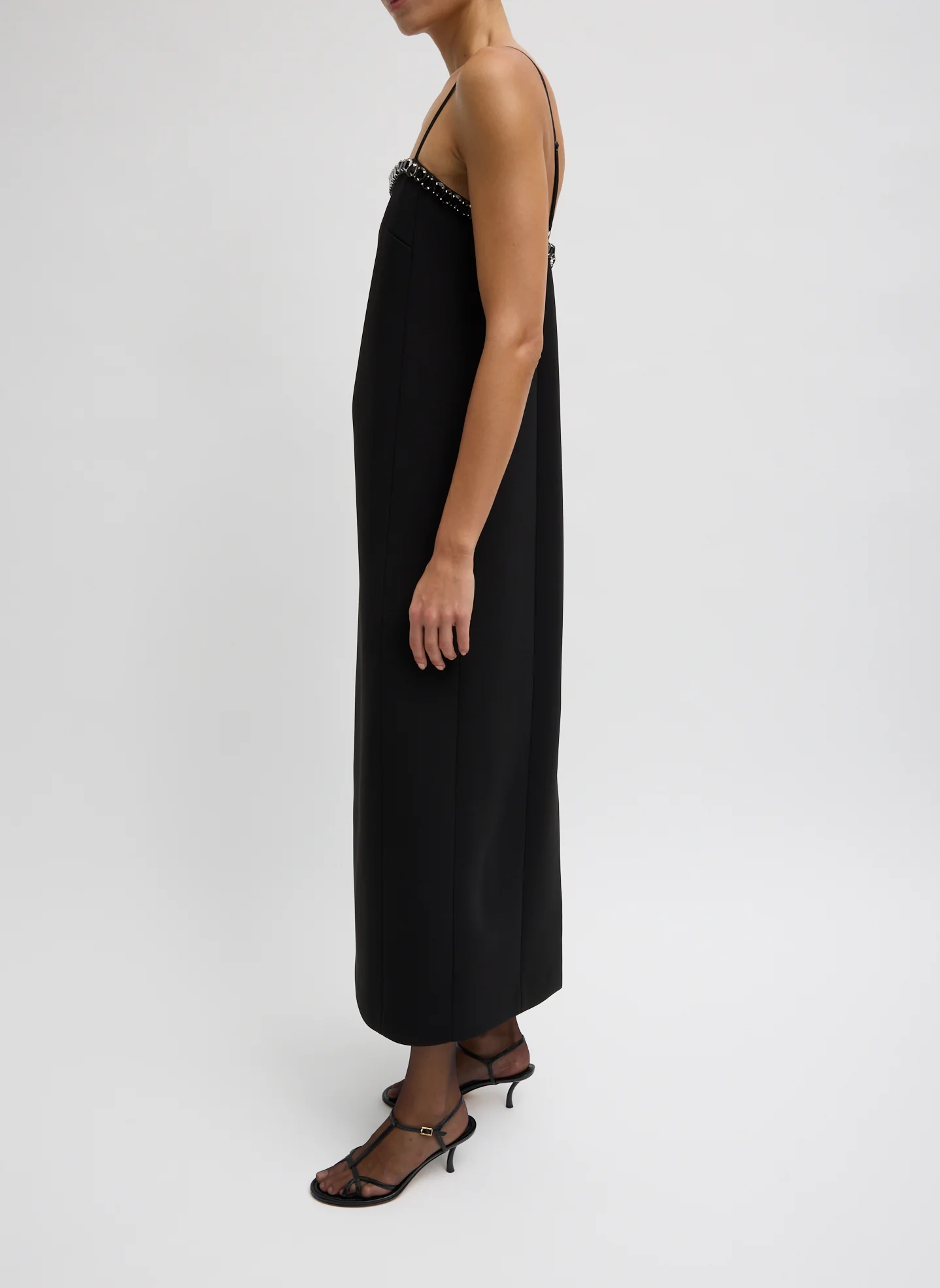 Bonded Twill Beaded Strappy Dress - Image 4