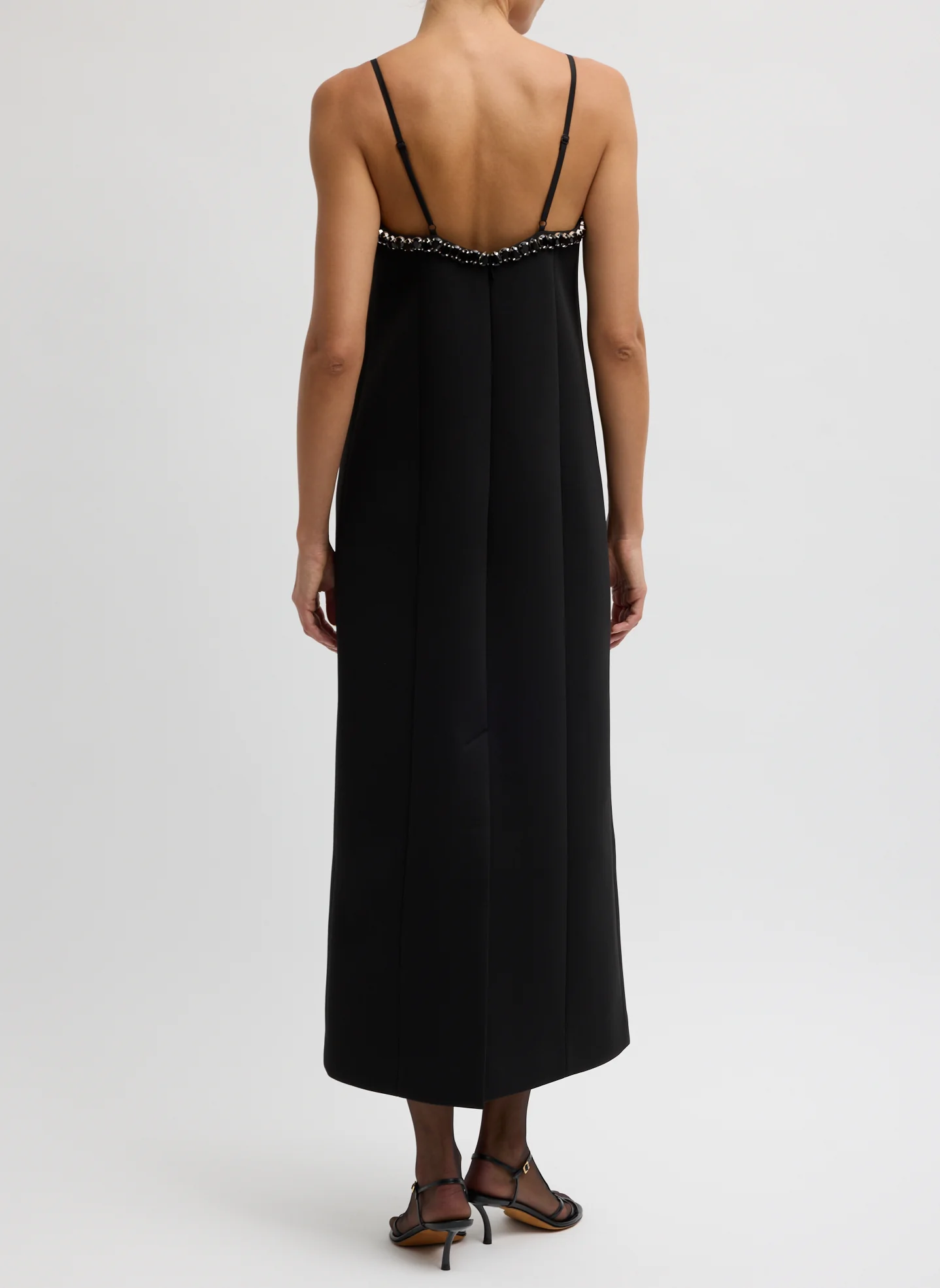 Bonded Twill Beaded Strappy Dress - Image 5