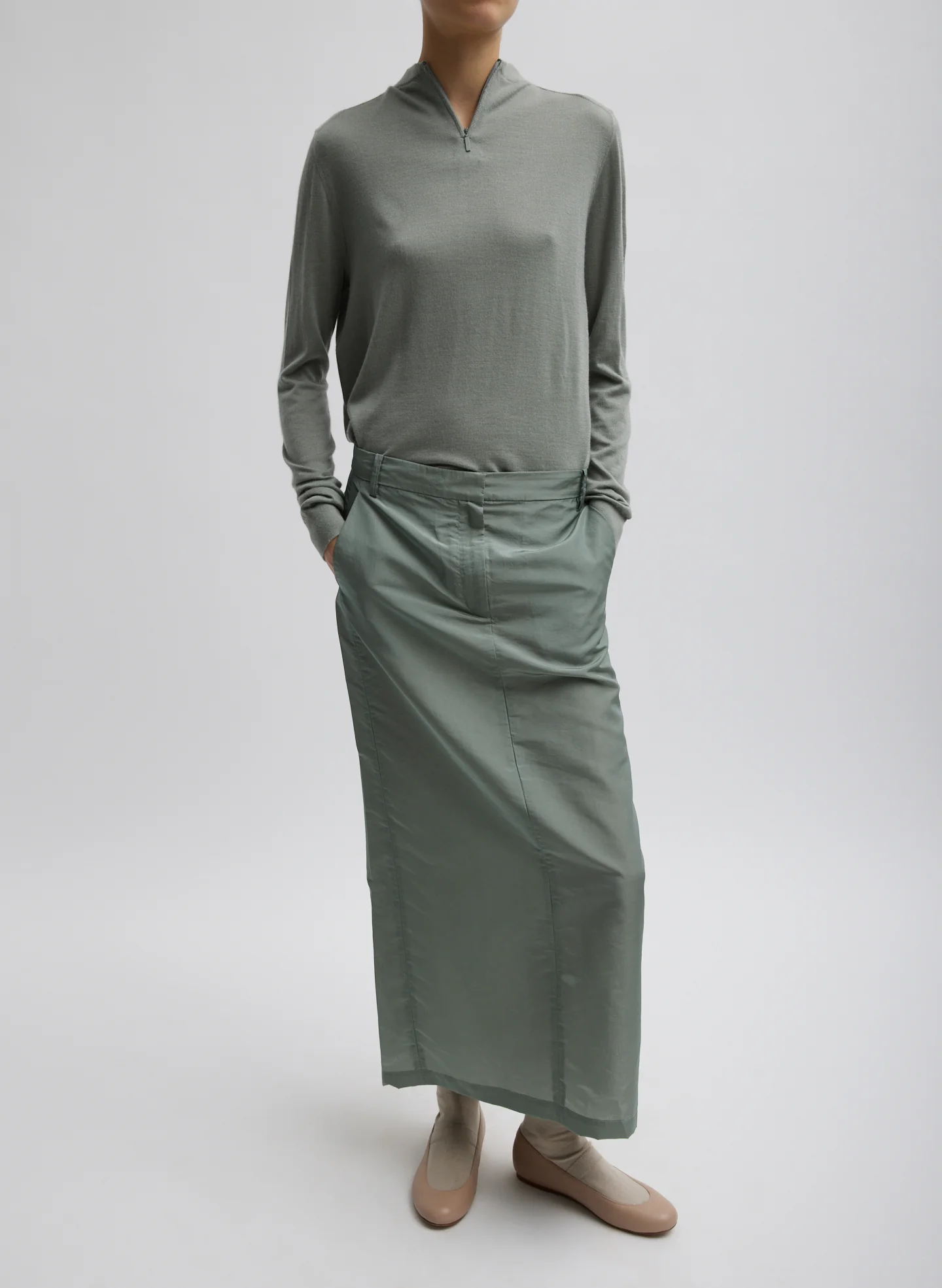 Cashmere Silk Blend Mock Neck Easy Sweater - Image 4