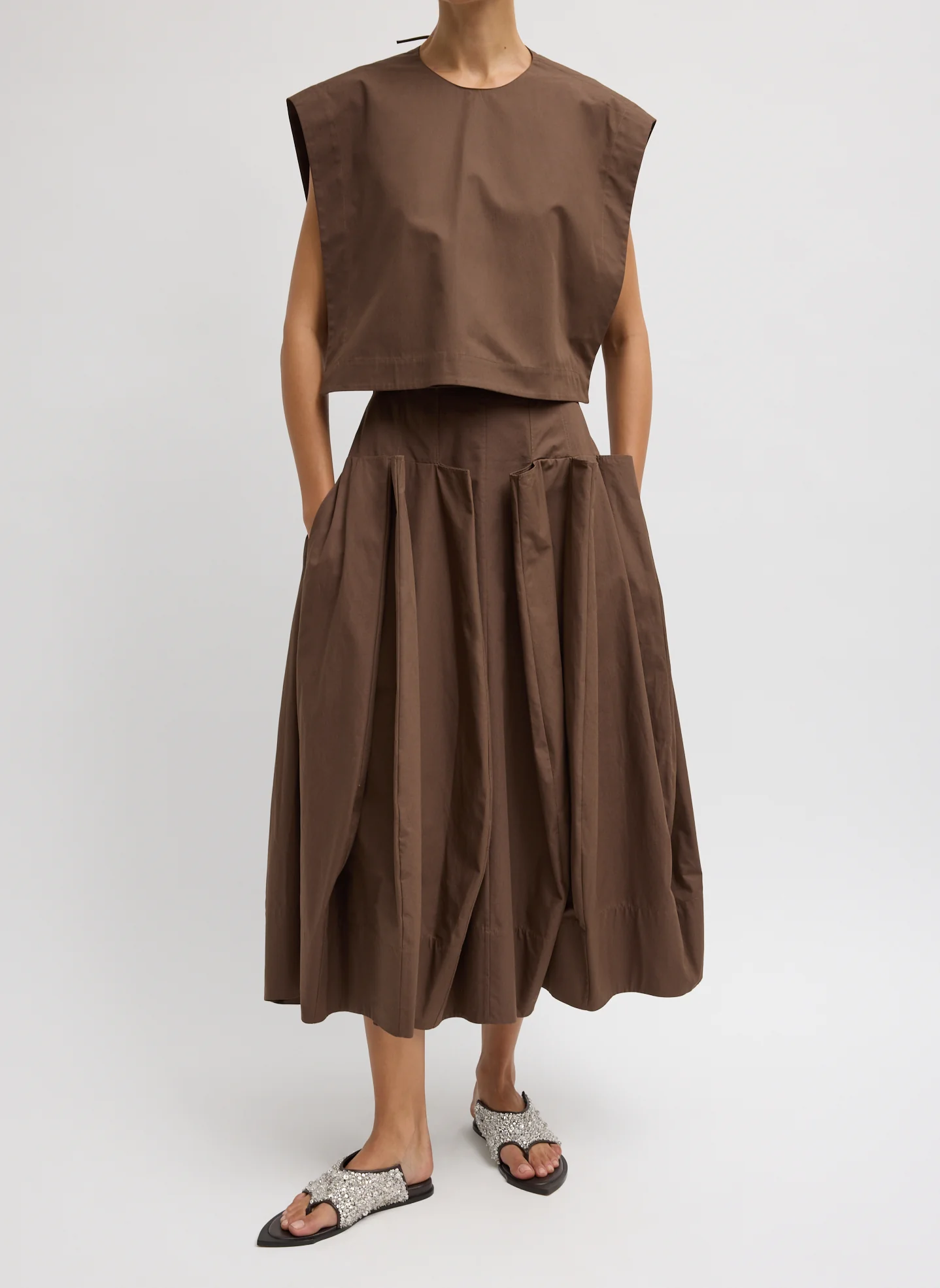 Compact Eco Poplin Pinched Pleat Full Skirt - Image 6