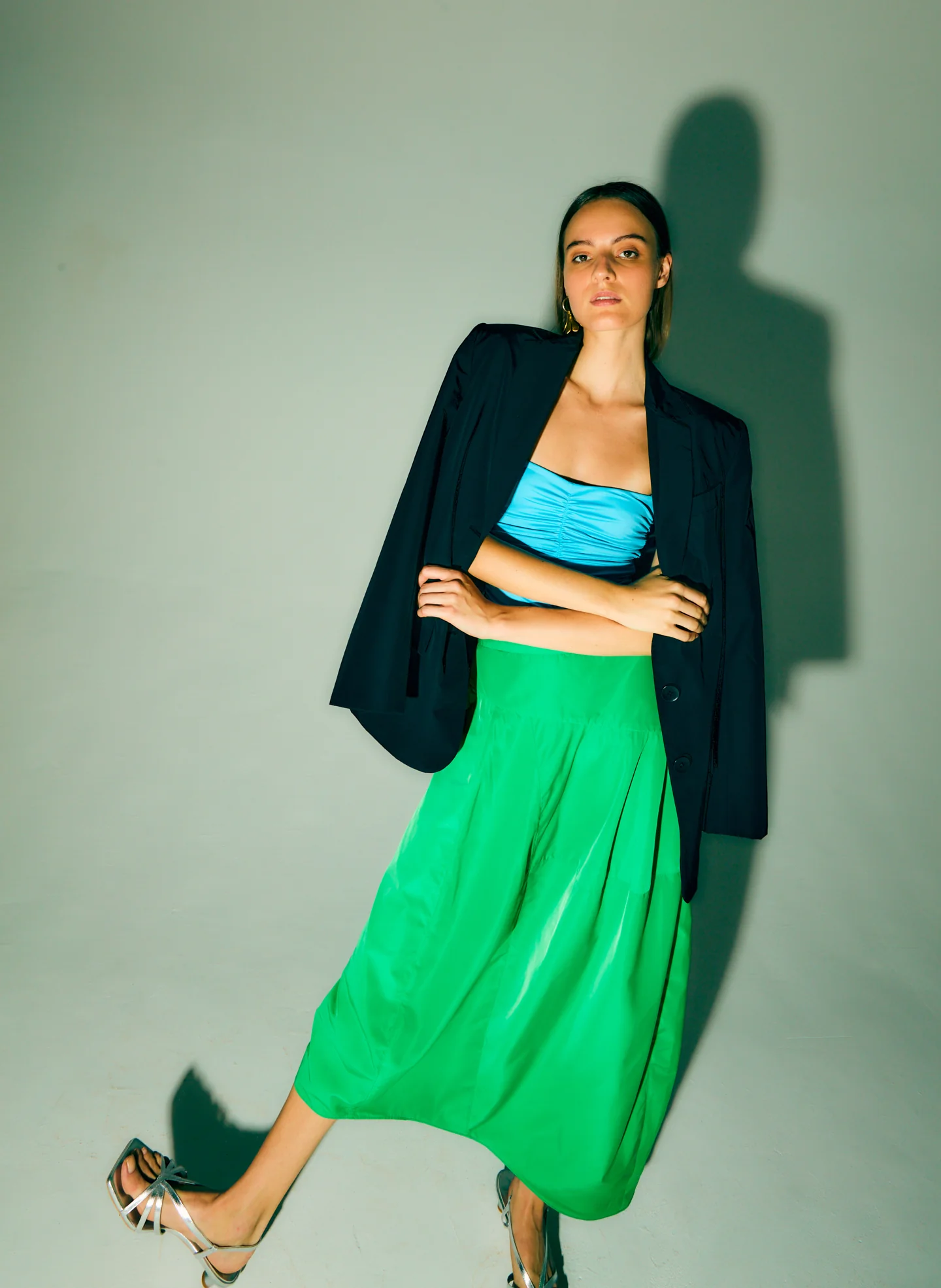 Cotton Nylon Cutout Lapel Blazer - Image 13