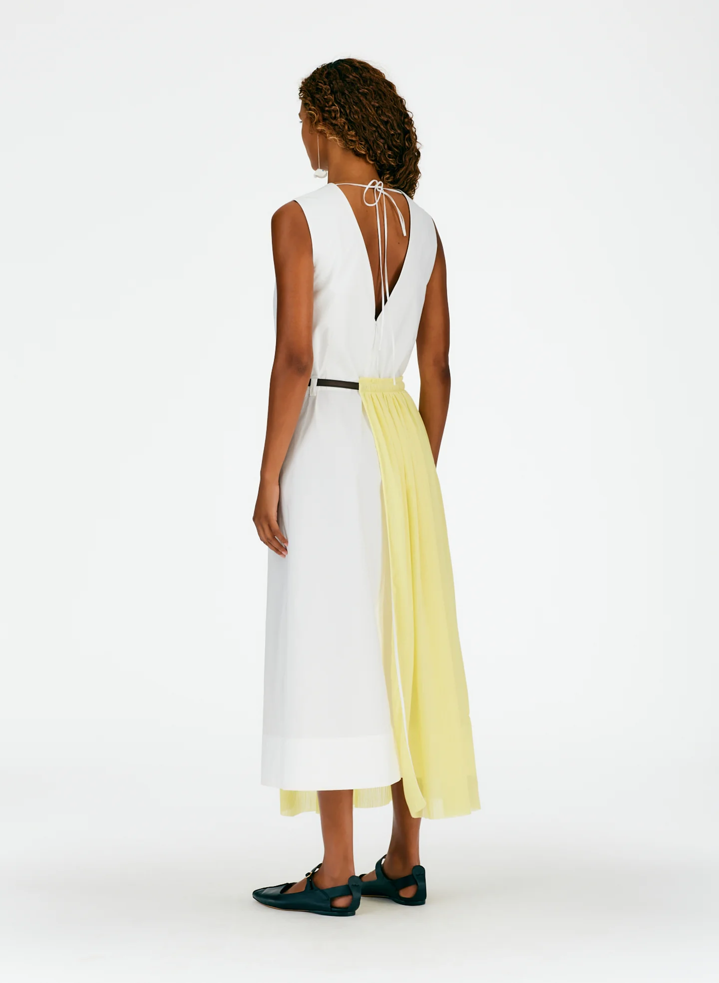 Crepe Gauze Half Skirt Layered Dress - Image 11