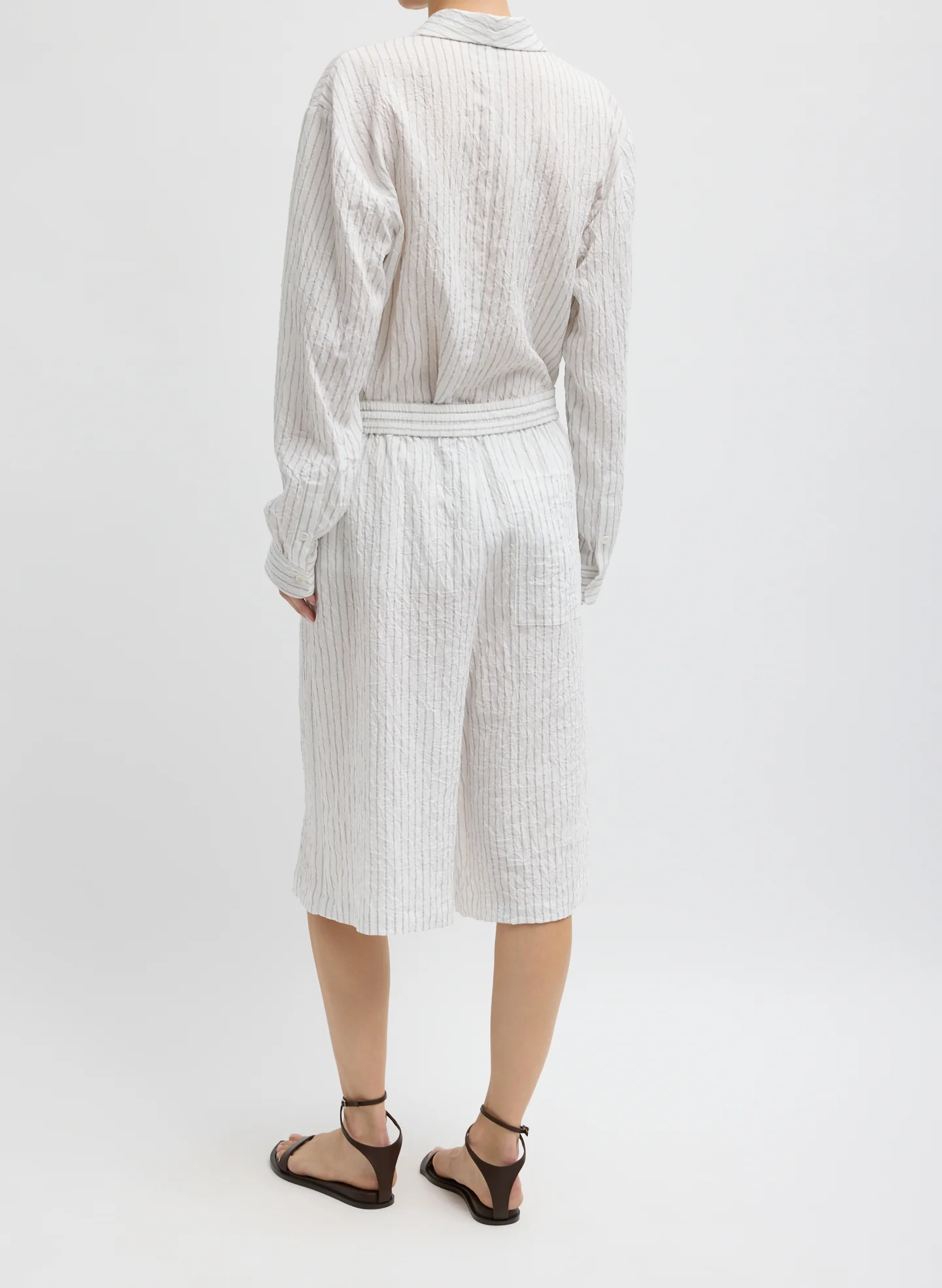 Crinkle Stripe Summer Suiting Relaxed Long Short - Image 3