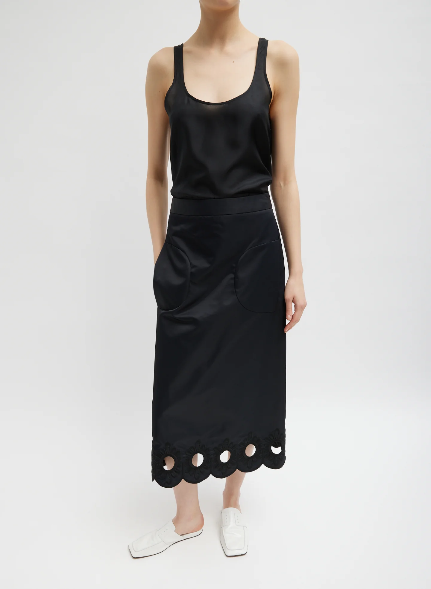 Daisy Embroidered Nylon Skirt