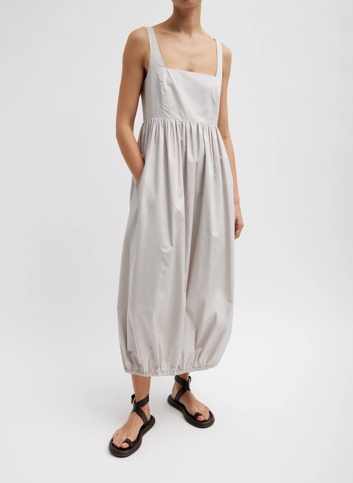 Eco Poplin Square Neck Sculpted Dress - Image 3