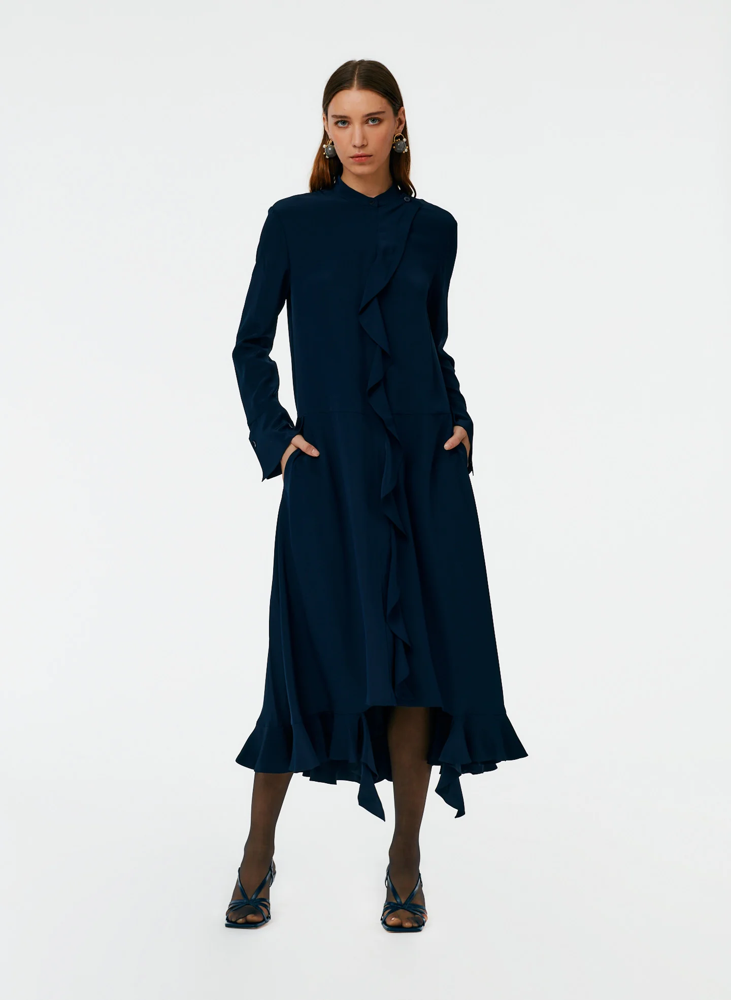 Eco Silk Detached Ruffle Shirtdress - Image 10
