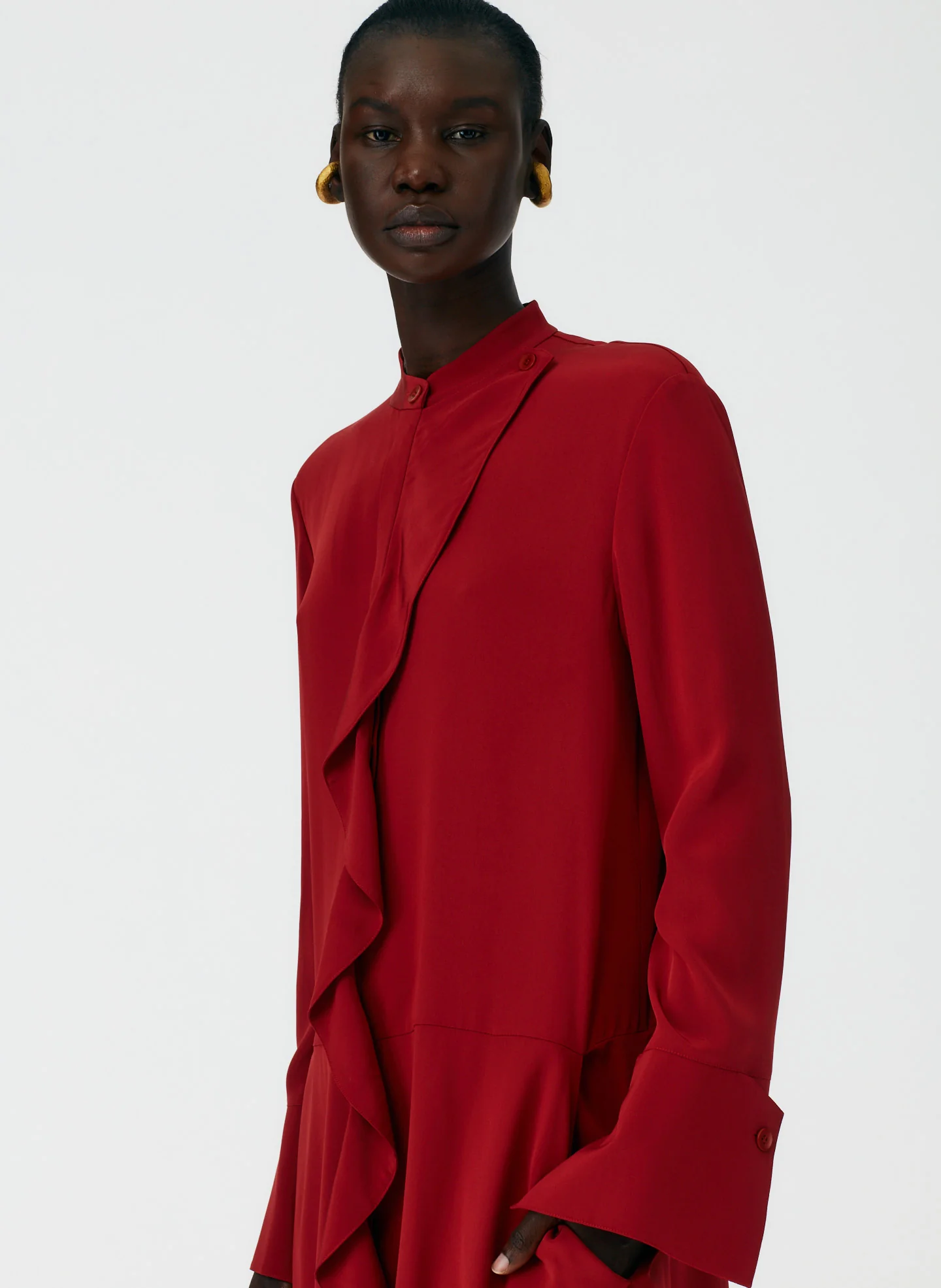 Eco Silk Detached Ruffle Shirtdress - Image 12