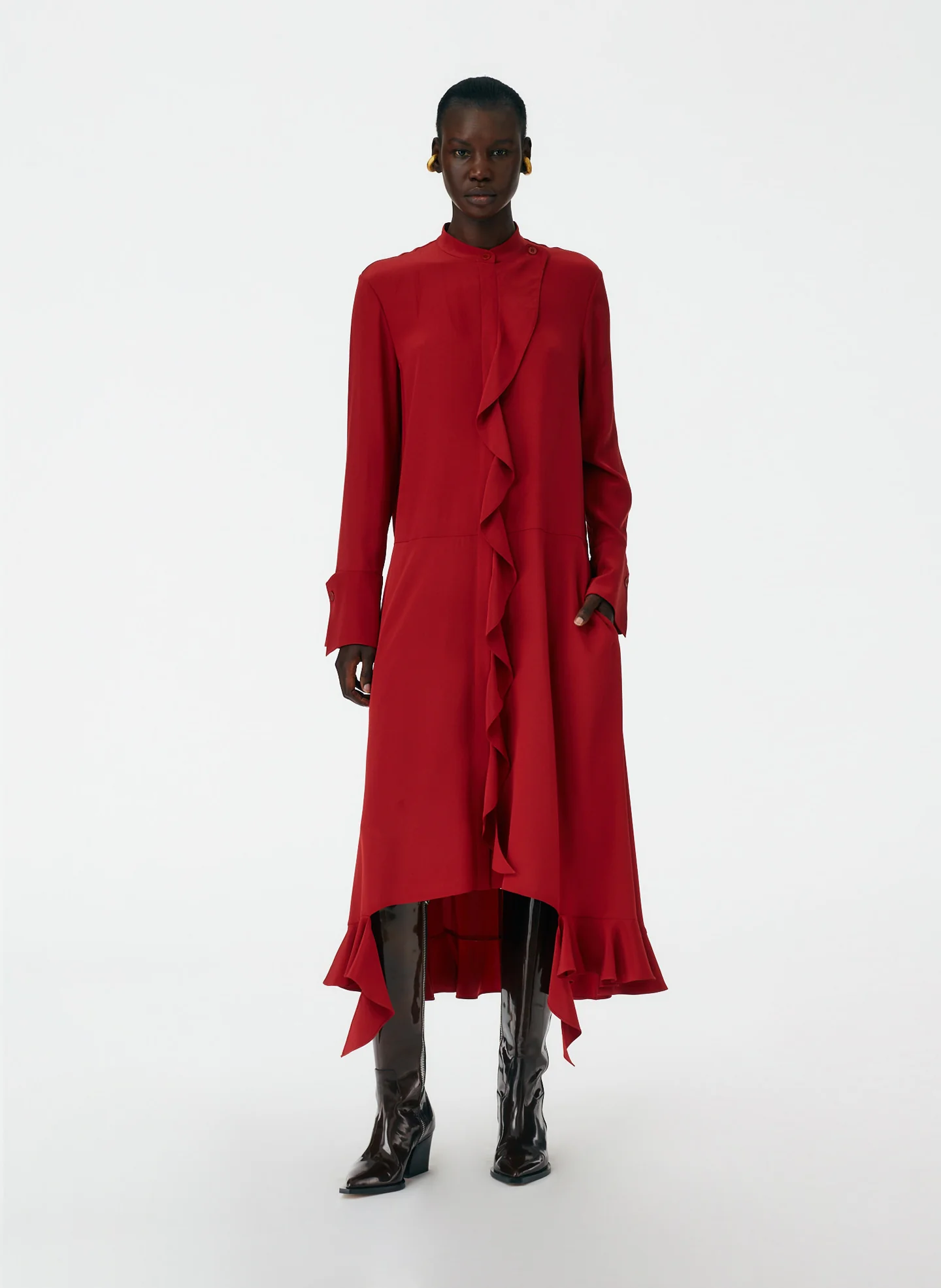Eco Silk Detached Ruffle Shirtdress - Image 13