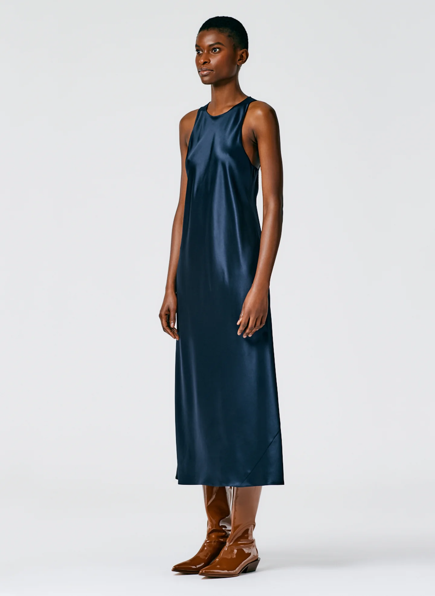 Heavy Satin Midi Bias Dress - Image 3