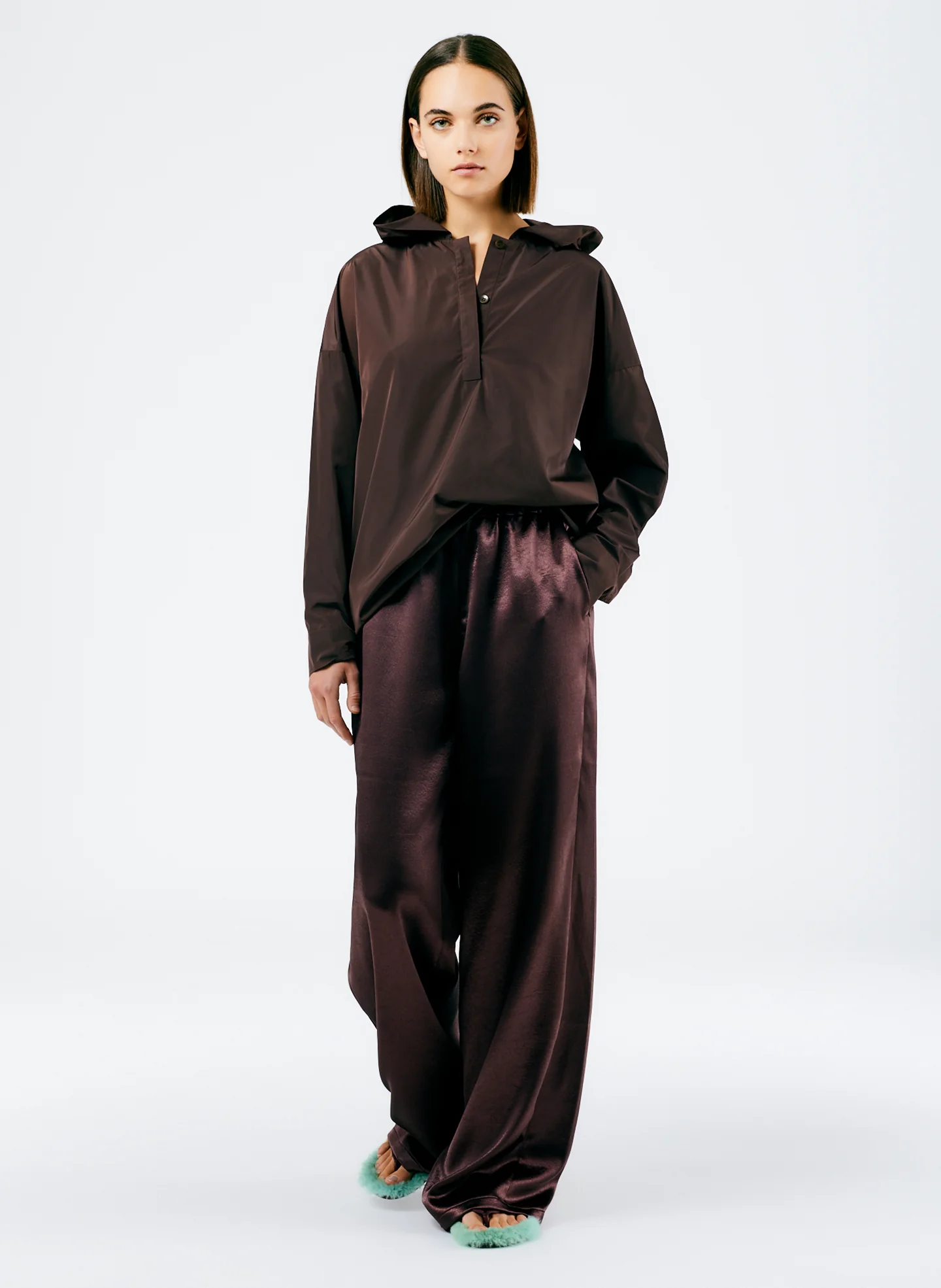 Italian Sporty Nylon Hoodie With Cocoon Back - Image 3