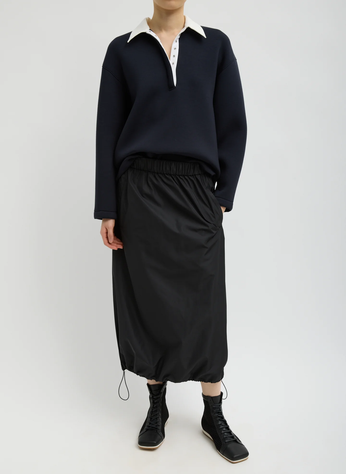 Italian Sporty Nylon Midi Anorak Skirt