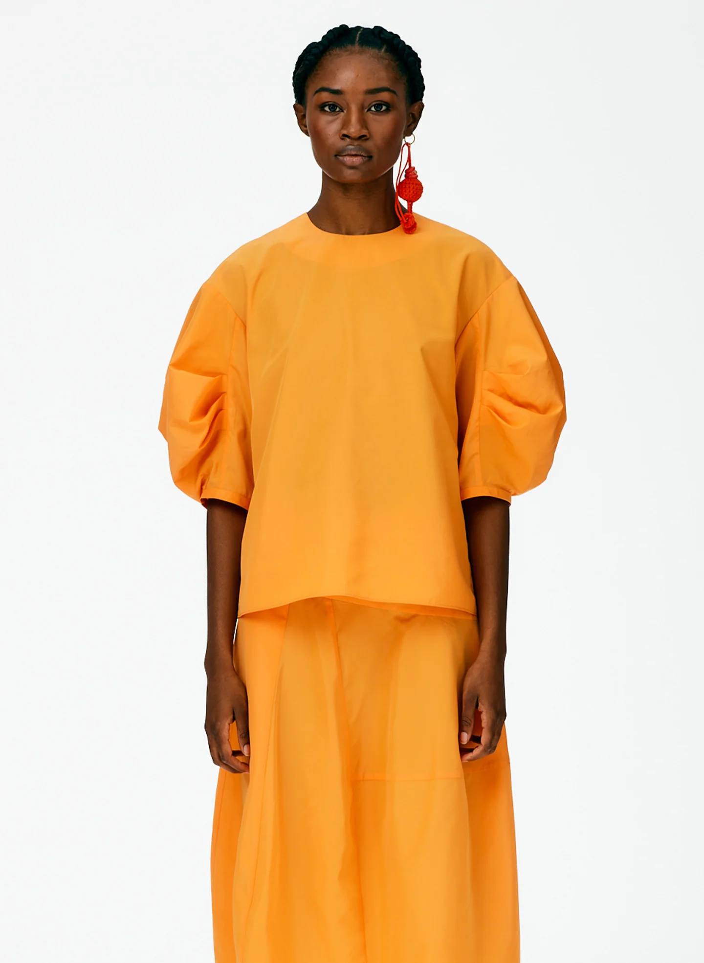 Italian Sporty Nylon Pleat Sleeve Top