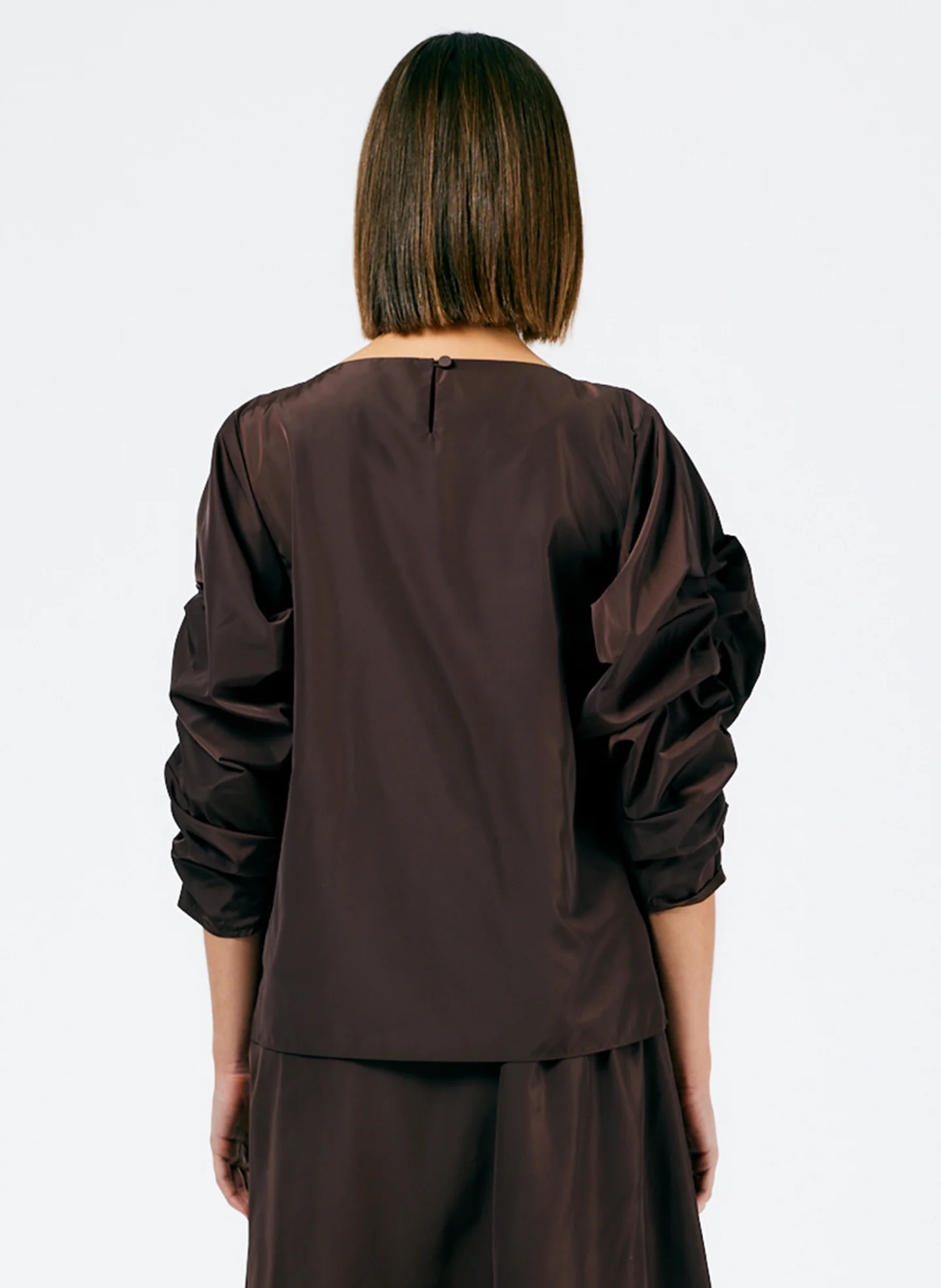 Italian Sporty Nylon Shirred Sleeve Top - Image 3