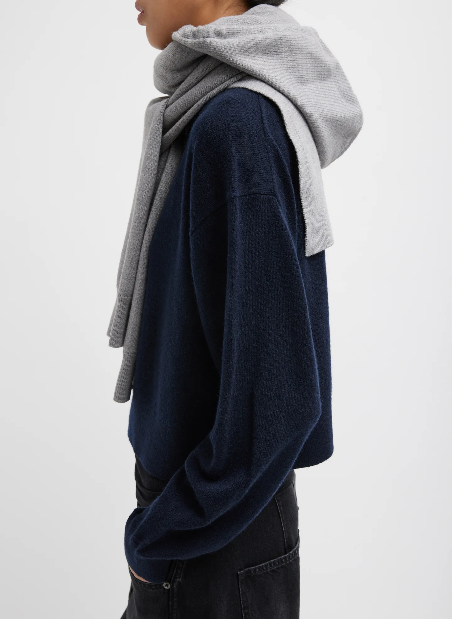 Light Weight Airy Extrafine Wool Hooded Scarf - Image 3