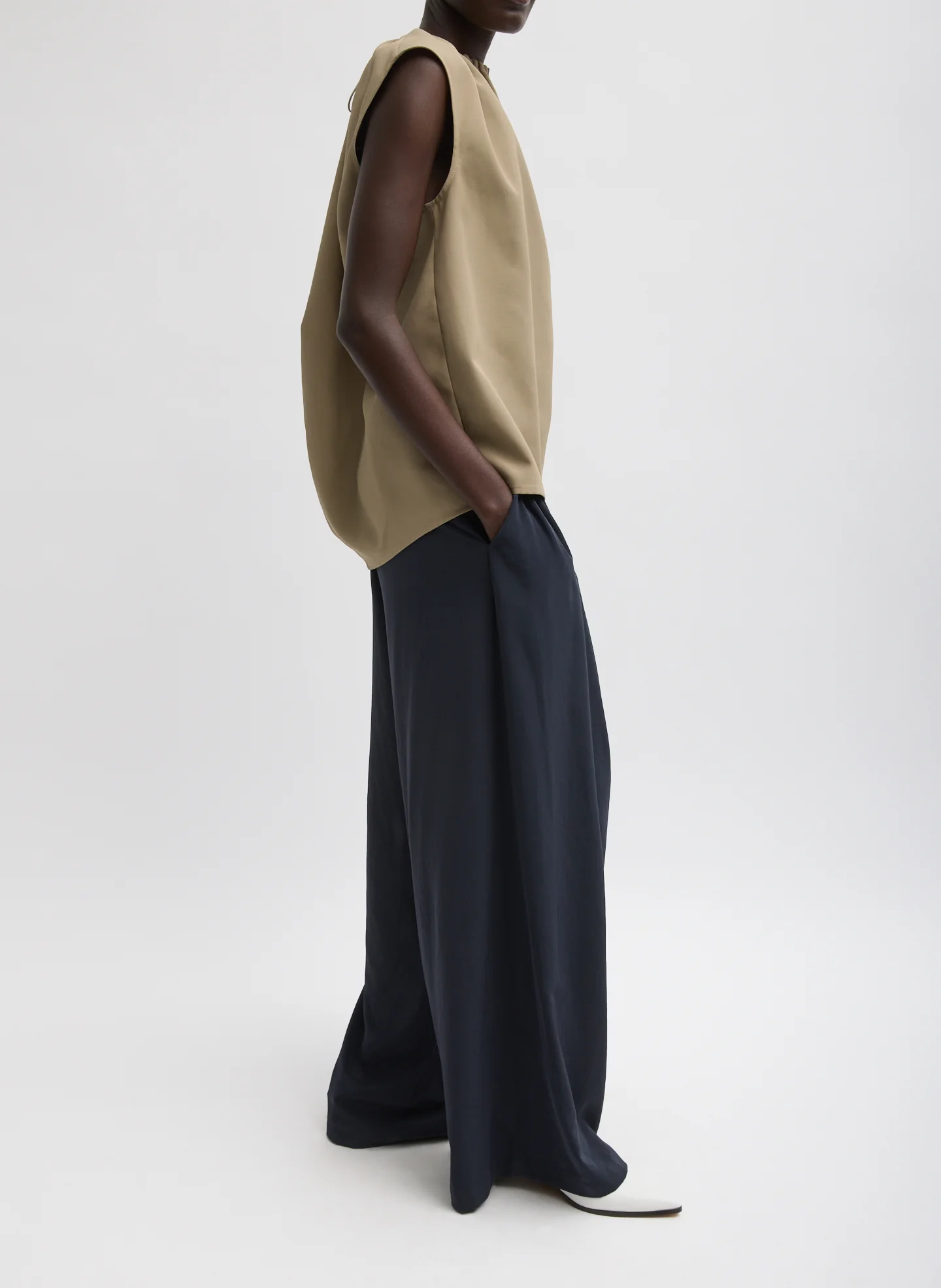 Lotte Nylon Shirred Neck Top - Image 3