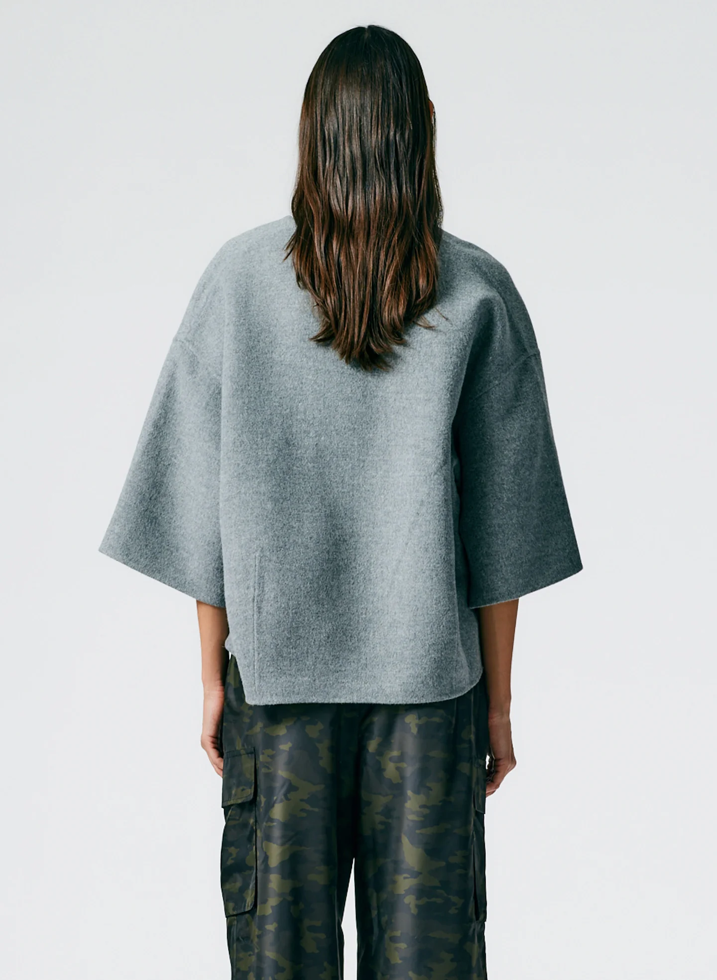 Luxe Double Faced Wool Angora V-Neck Top - Image 3