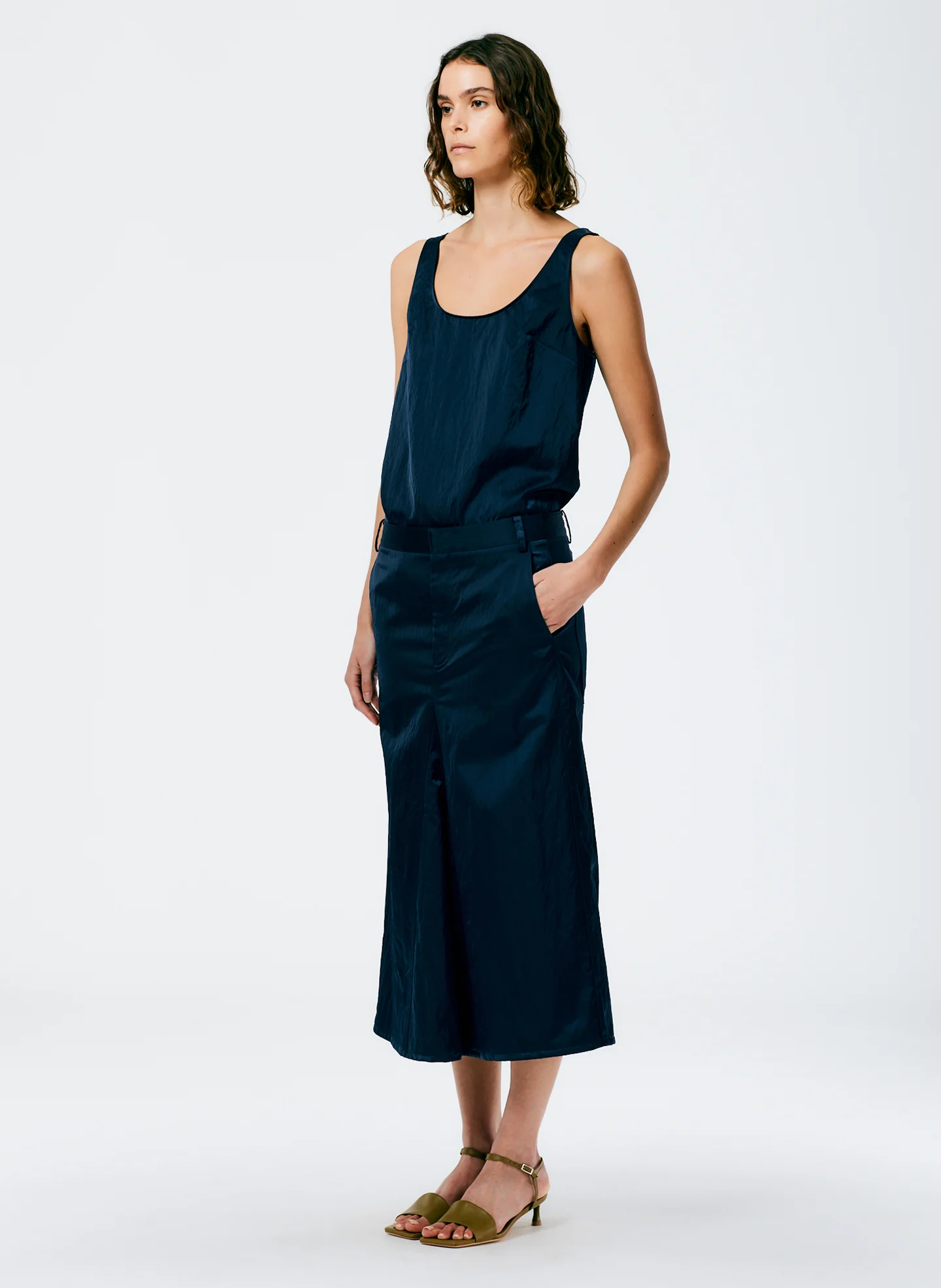 Luxe Eco Satin Godet Midi Skirt - Image 4