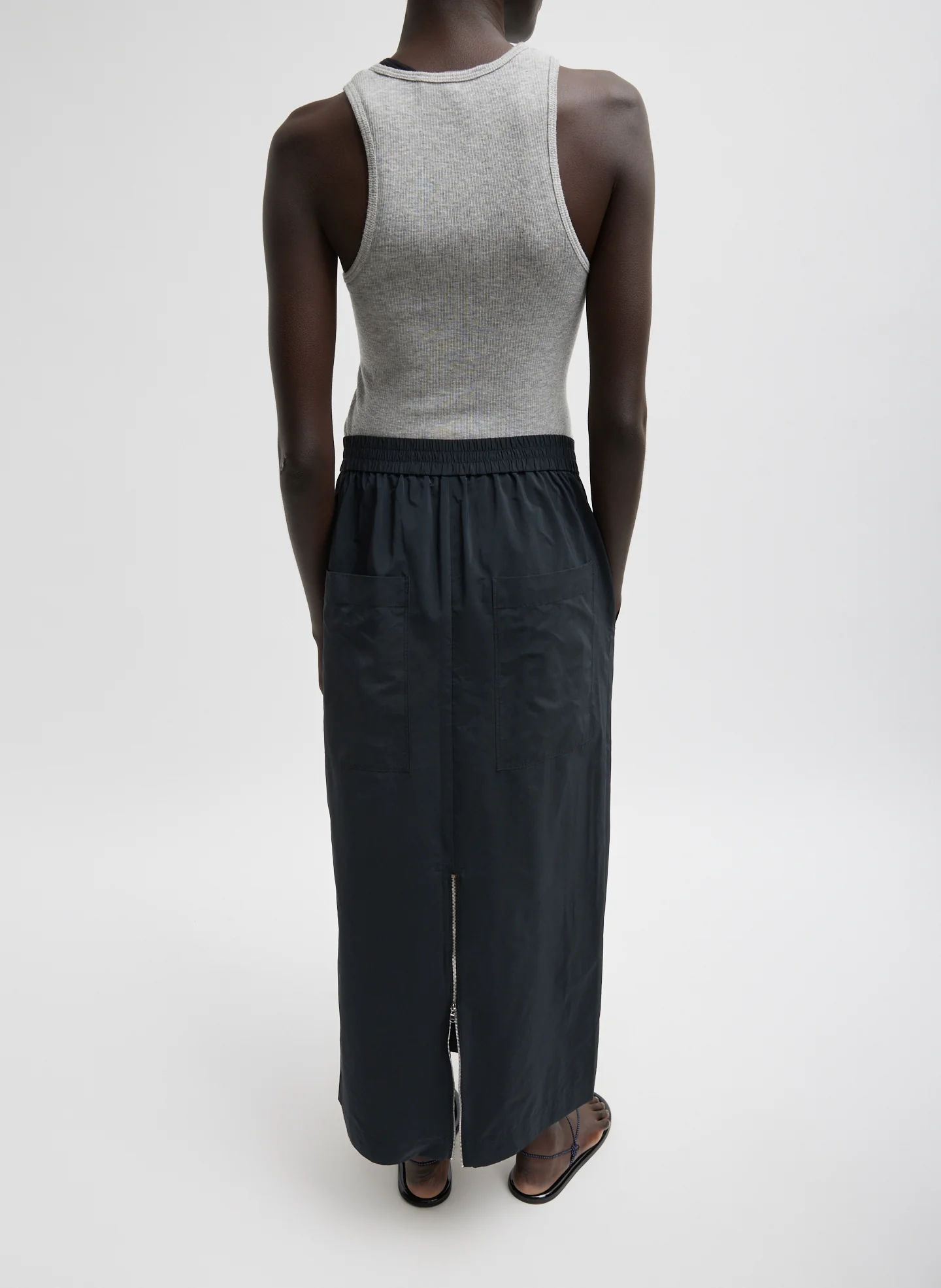Nylon Zipper Maxi Skirt - Image 5
