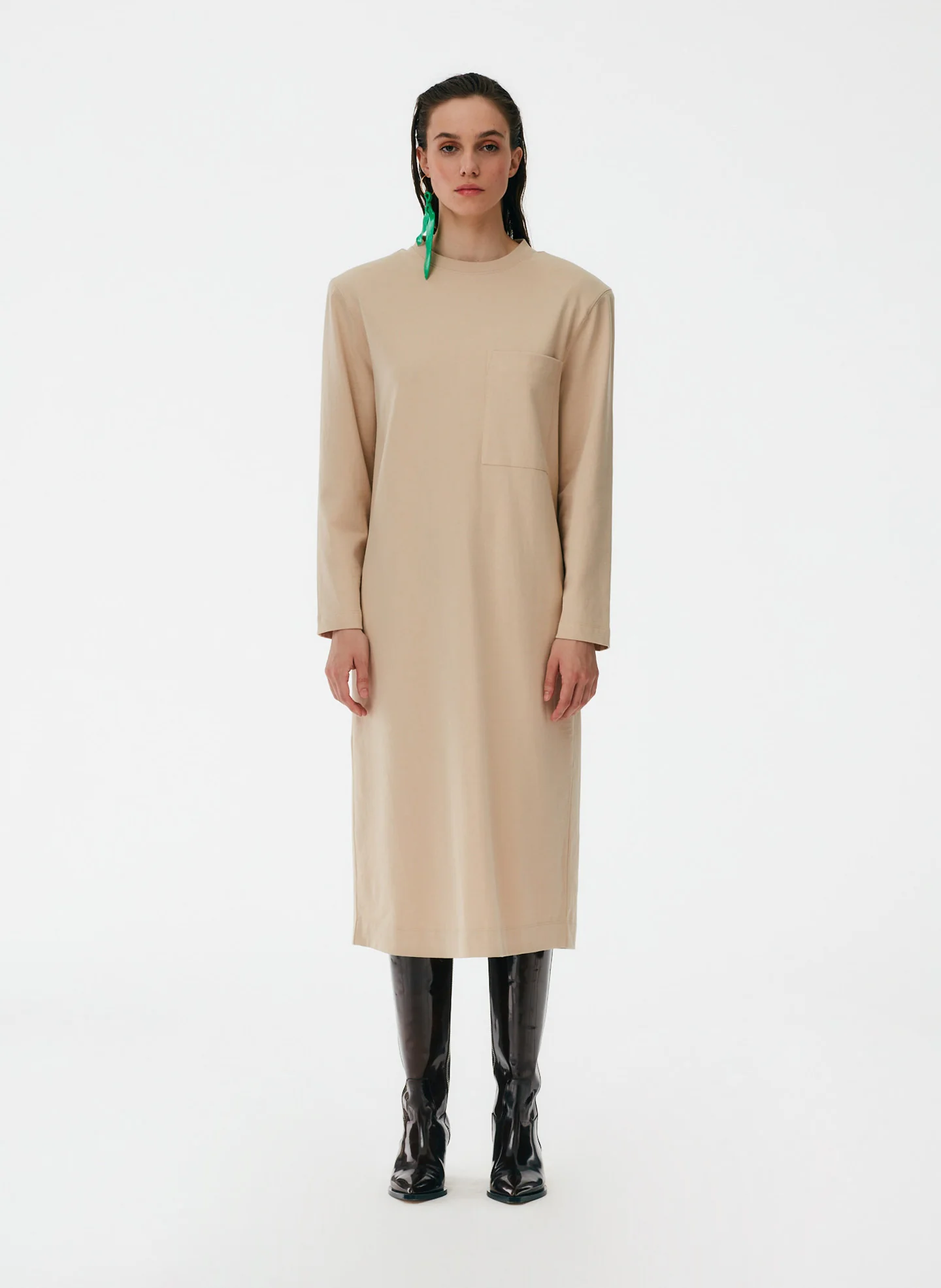 Punto Milano Long Sleeve Shoulder Pad T-Shirt Dress - Image 6