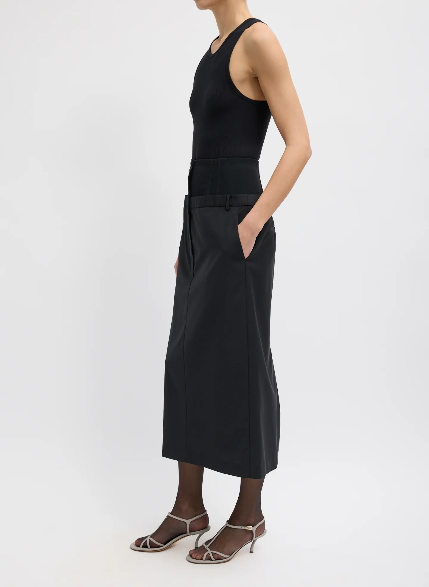 Recycled Tropical Wool Corset Maxi Trouser Skirt - Image 6