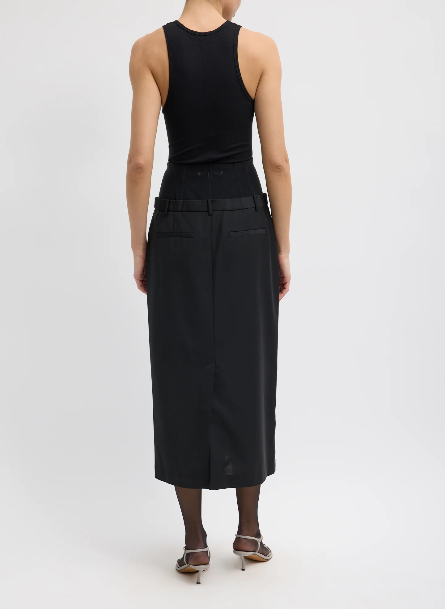 Recycled Tropical Wool Corset Maxi Trouser Skirt - Image 8