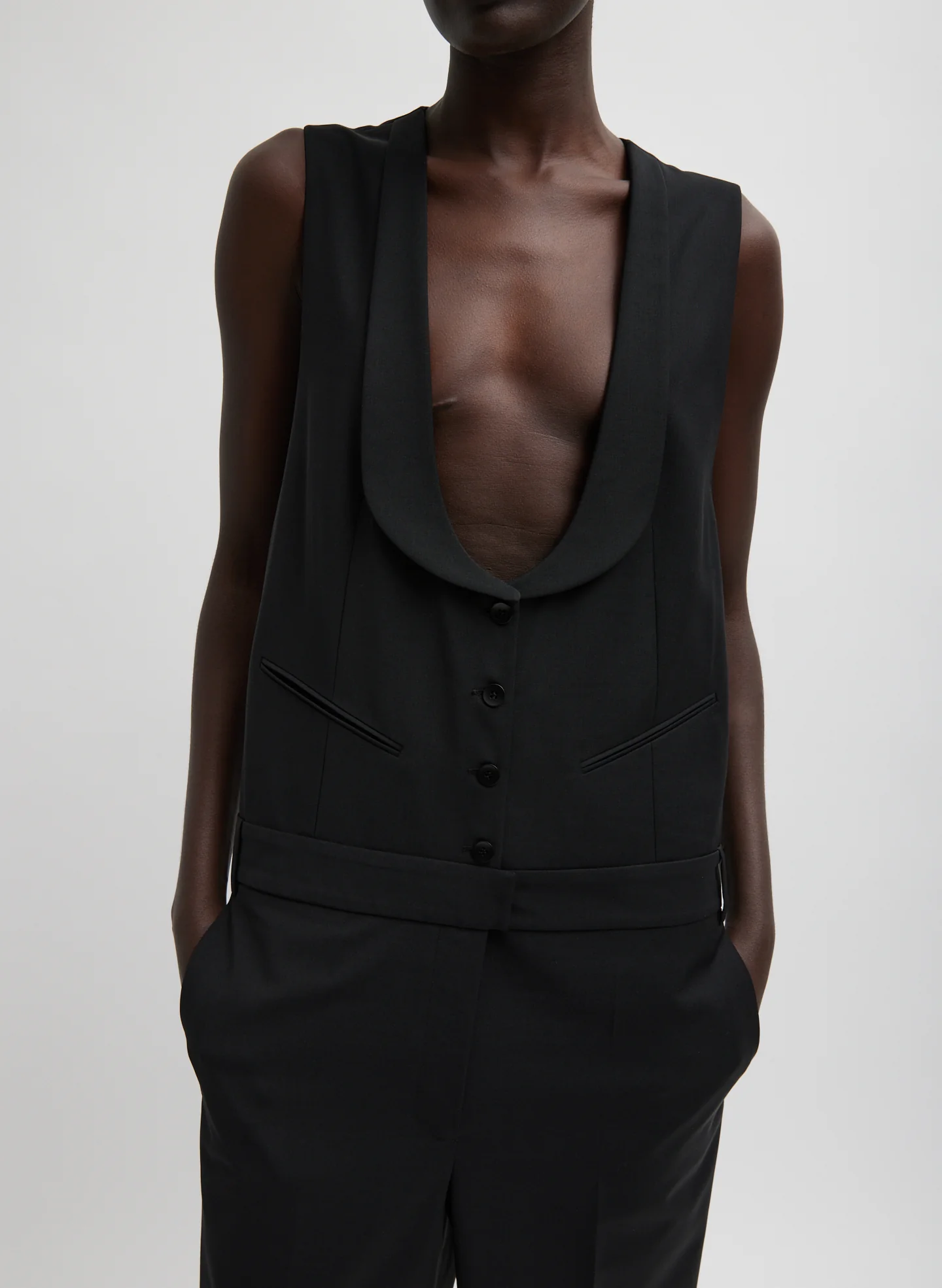 Recycled Tropical Wool Tuxedo Jumpsuit - Image 2