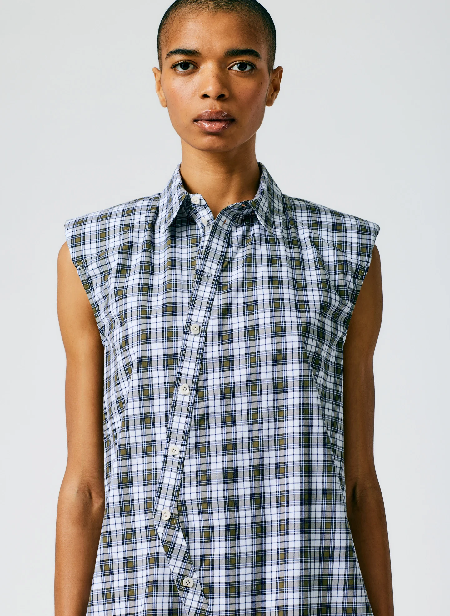 Reynolds Plaid Sleeveless Shoulderpad Shirt - Image 6