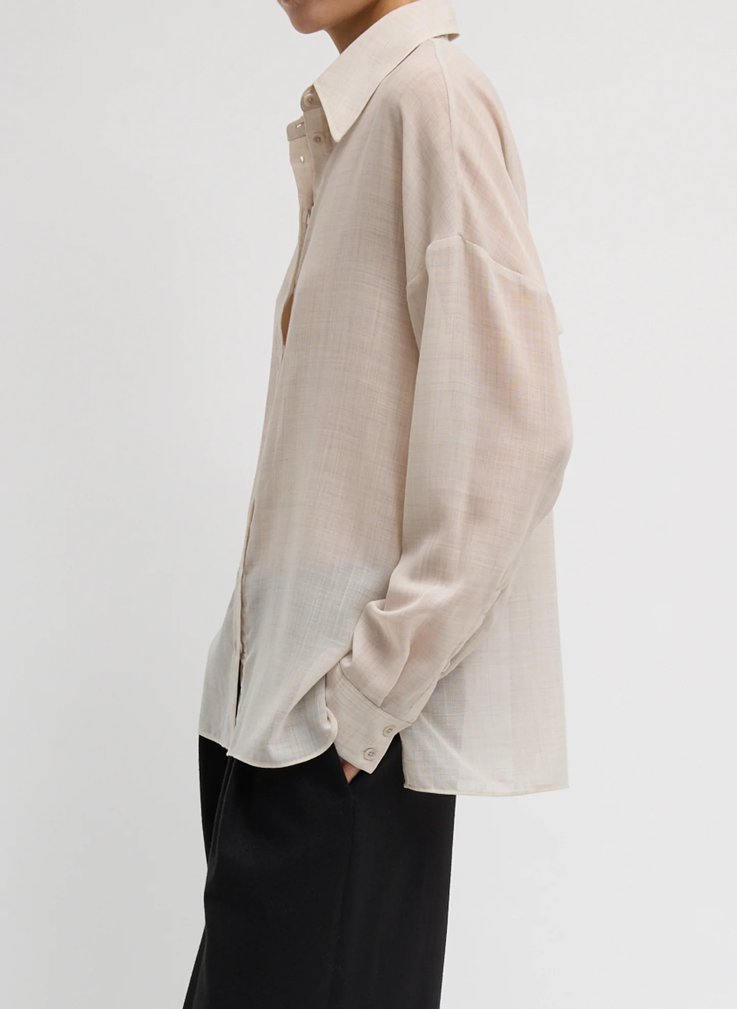 Sheer Wool Gauze Oversized Shirt - Image 4