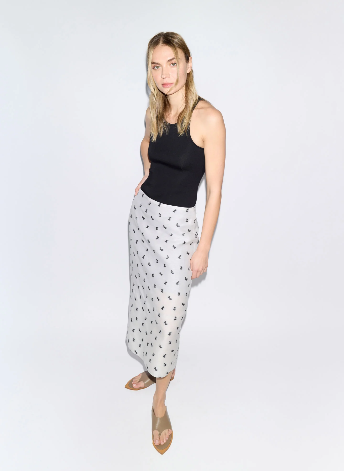 Silk Gazar Jacquard Pencil Skirt - Image 2