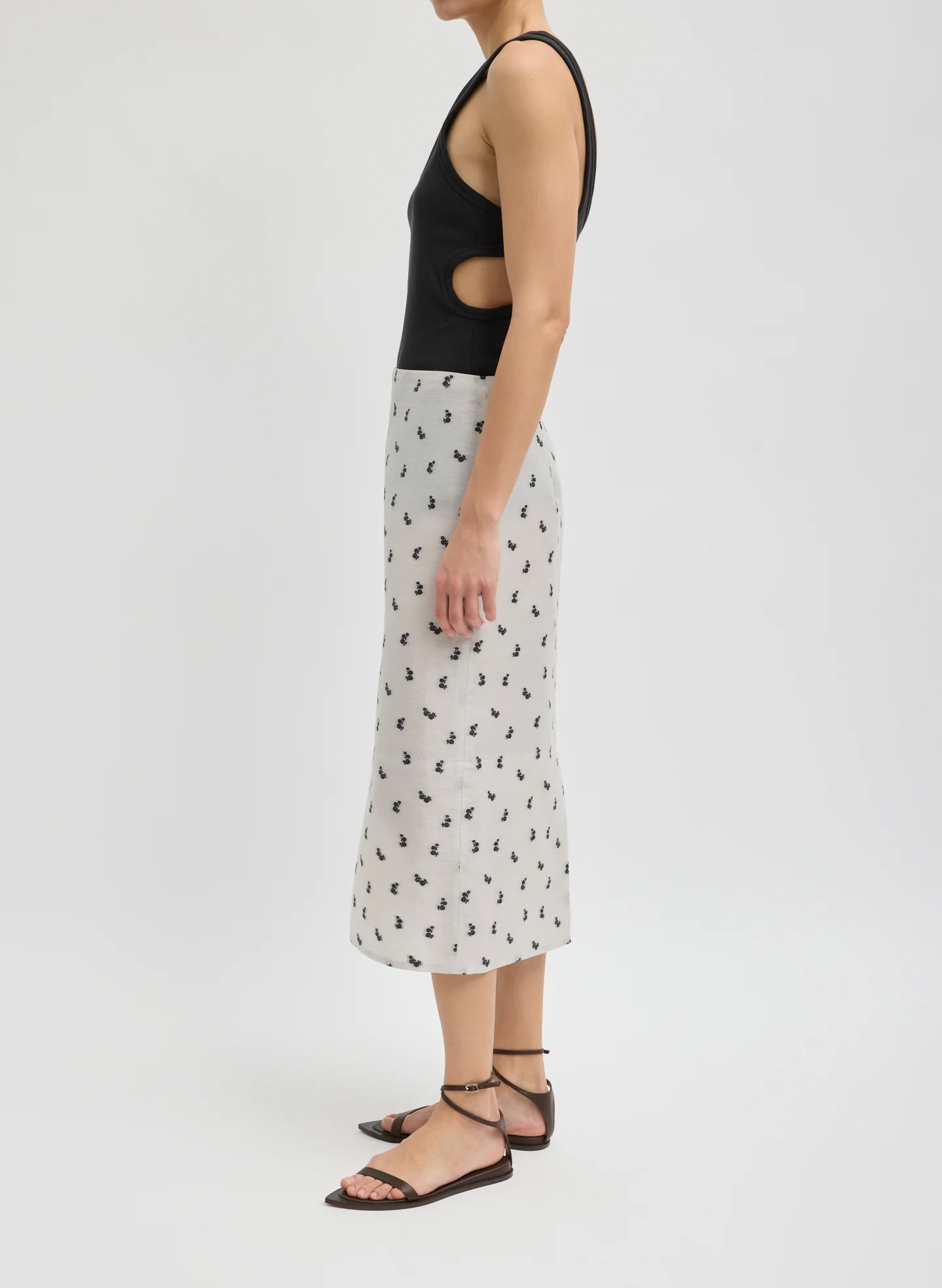 Silk Gazar Jacquard Pencil Skirt - Image 3