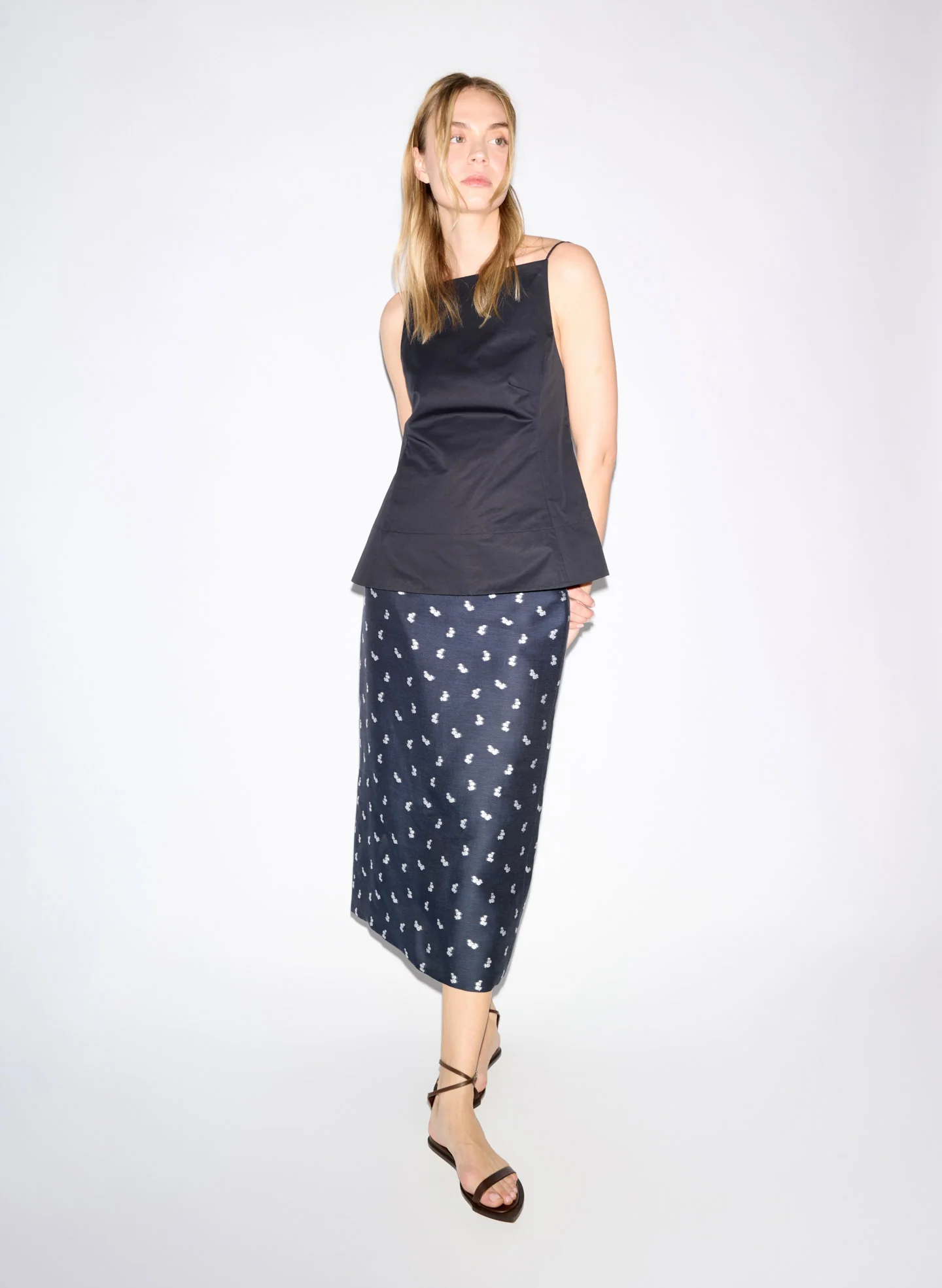 Silk Gazar Jacquard Pencil Skirt - Image 2
