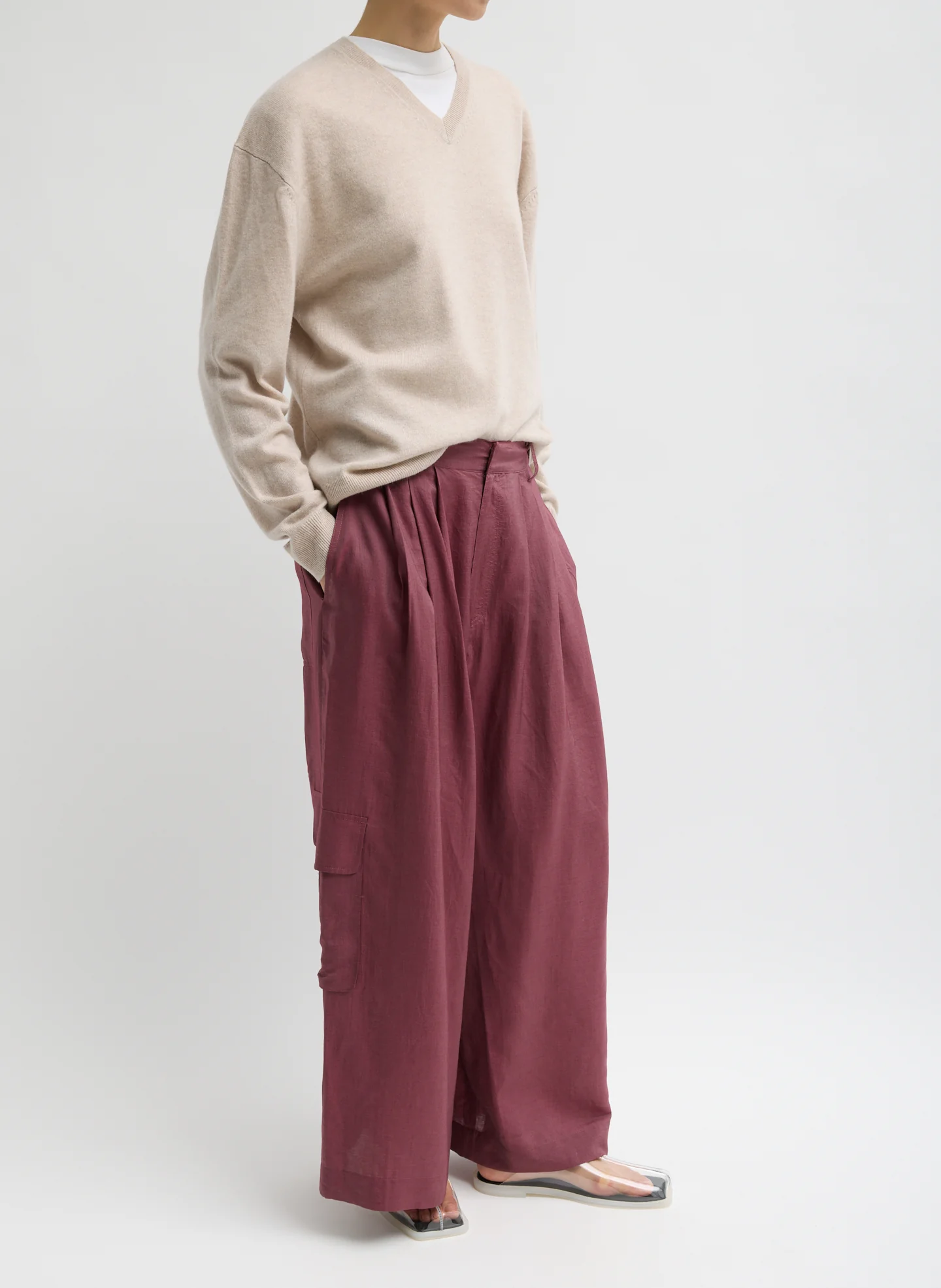 Silk Voile Cargo Triple Pleat Pant - Image 2