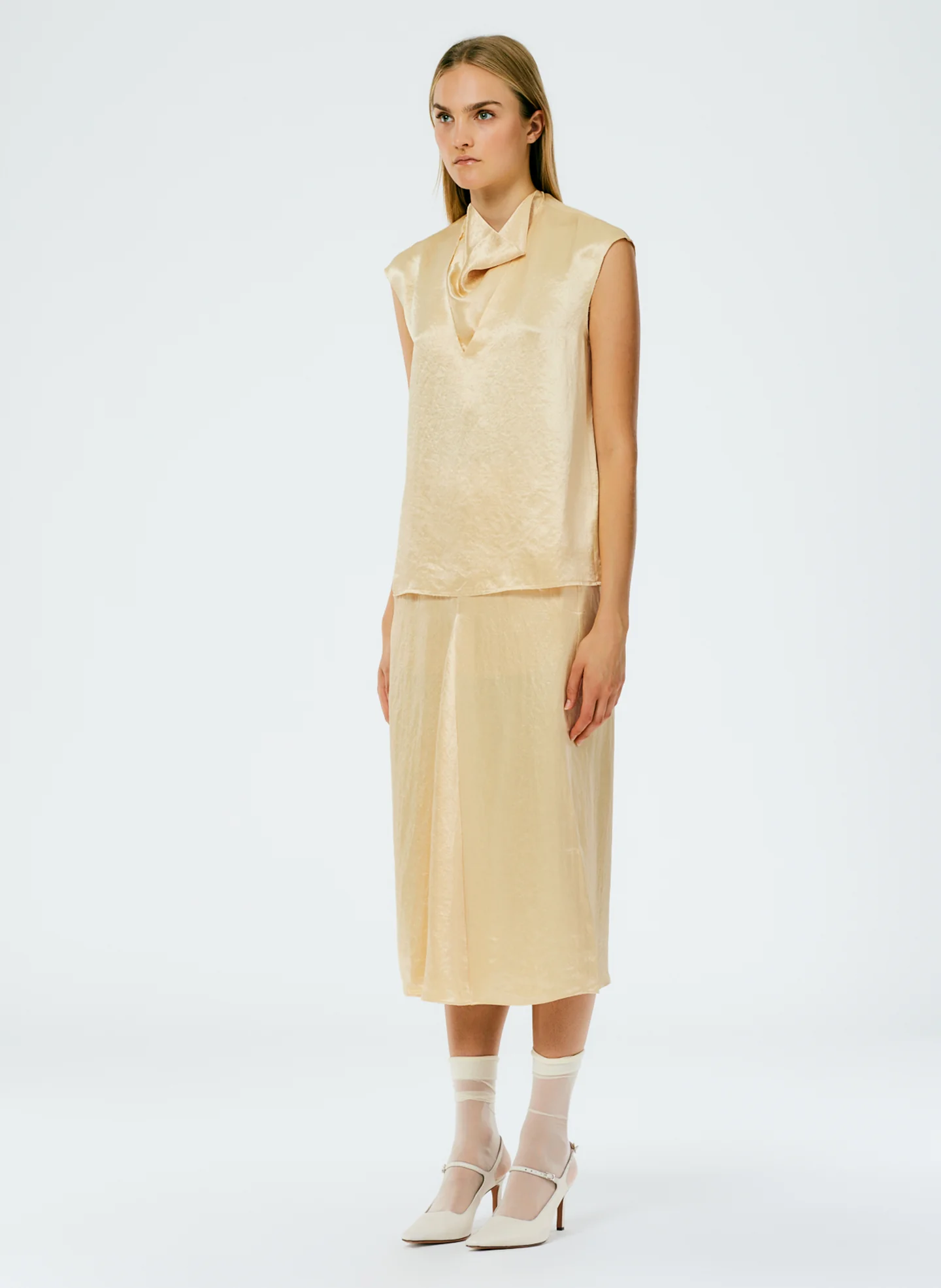 Sion Satin Godet Midi Skirt - Image 2
