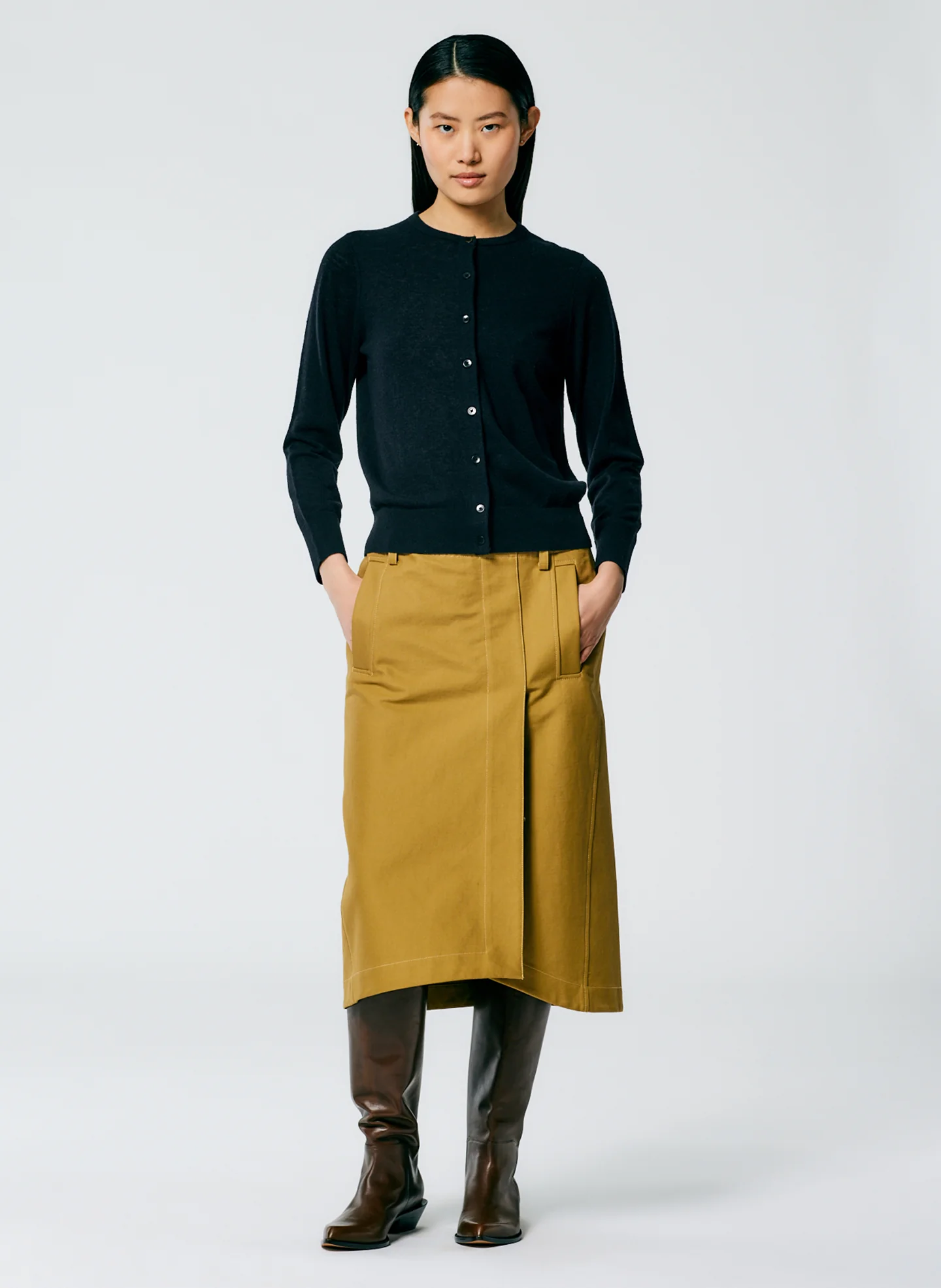 Skinlike Mercerized Wool Shrunken Cardigan - Image 4