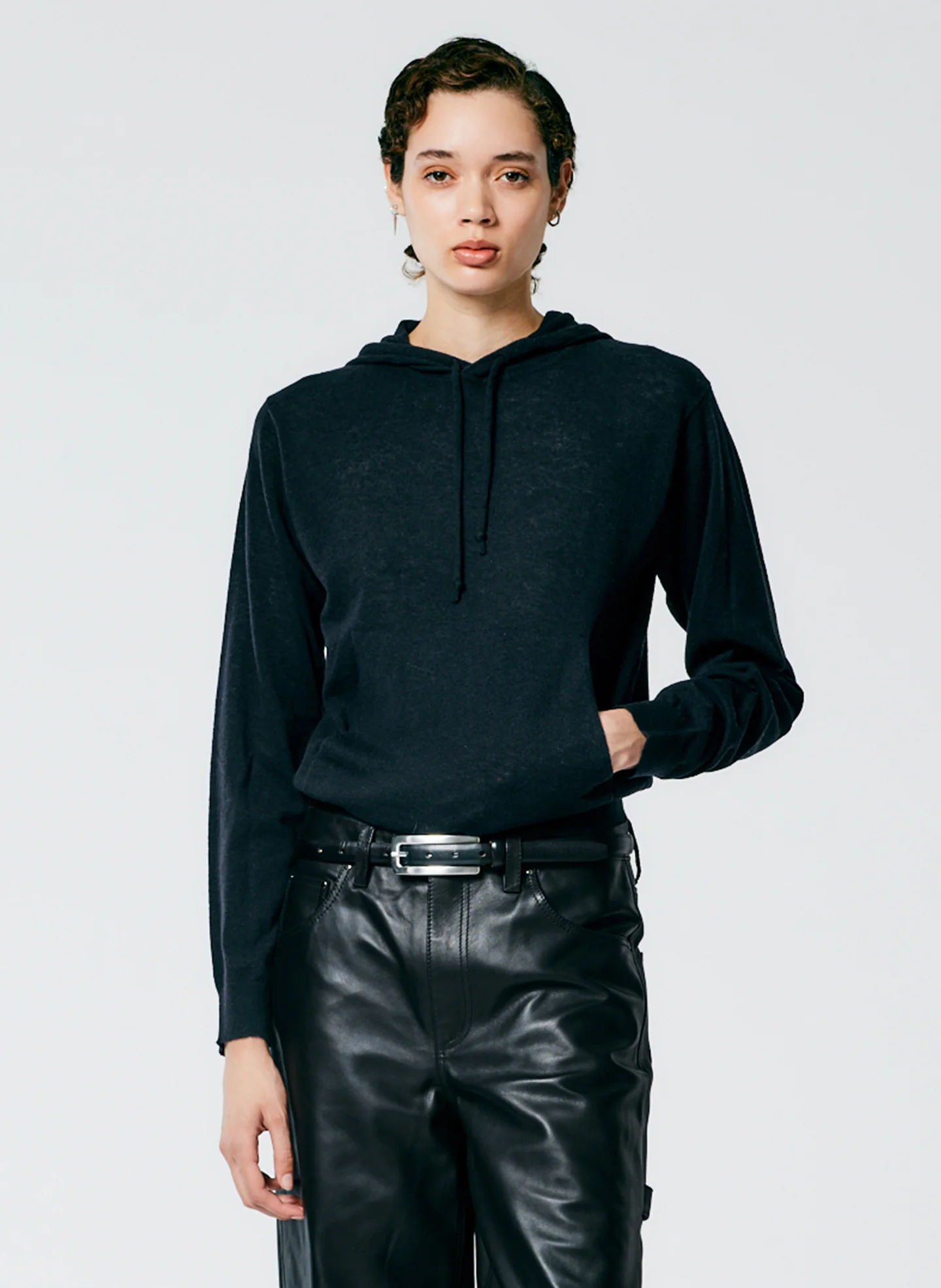 Skinlike Mercerized Wool Shrunken Hoodie - Image 3
