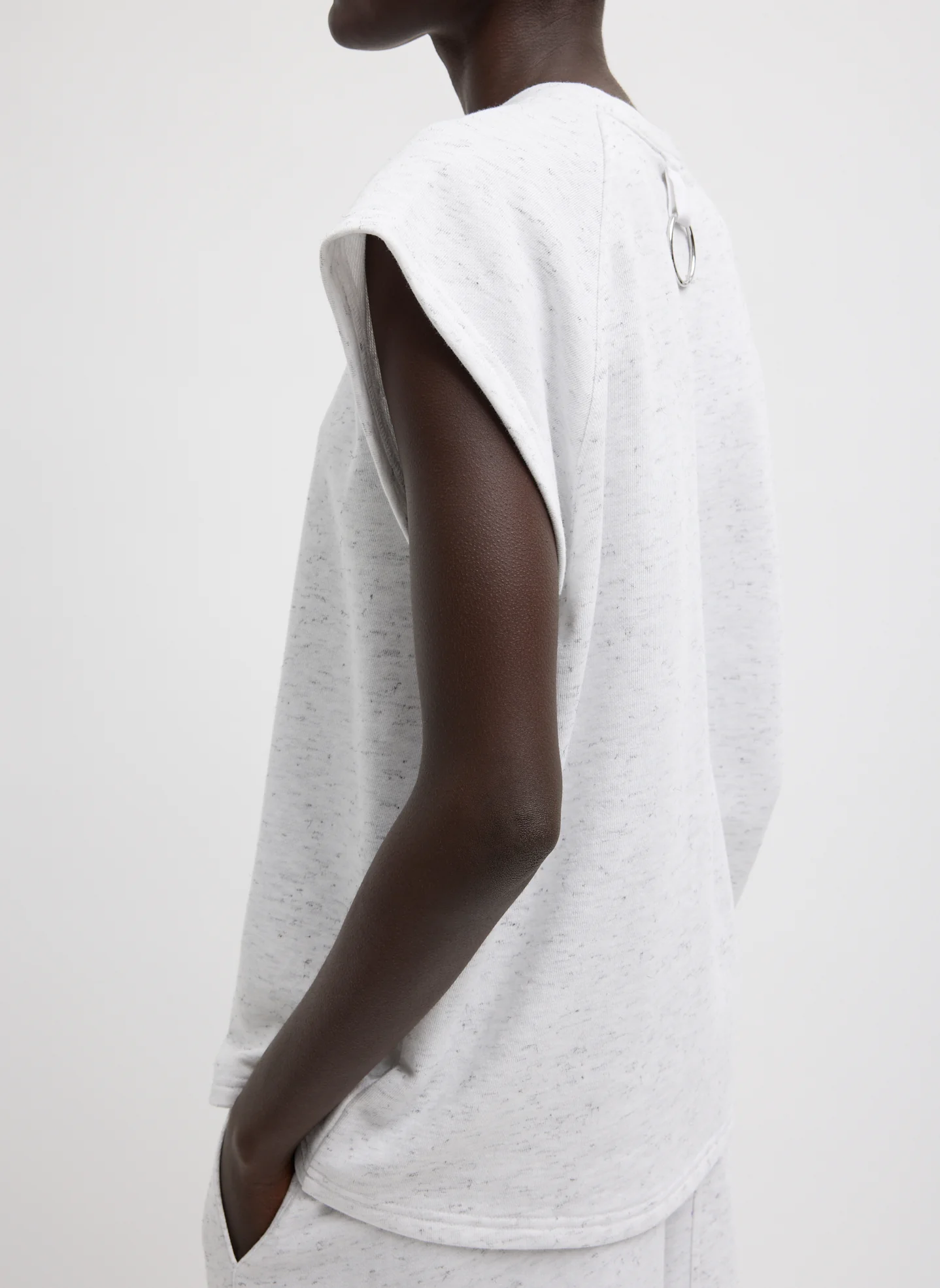 Spring Tweedy Sweatshirting Sleeveless Easy Top - Image 4