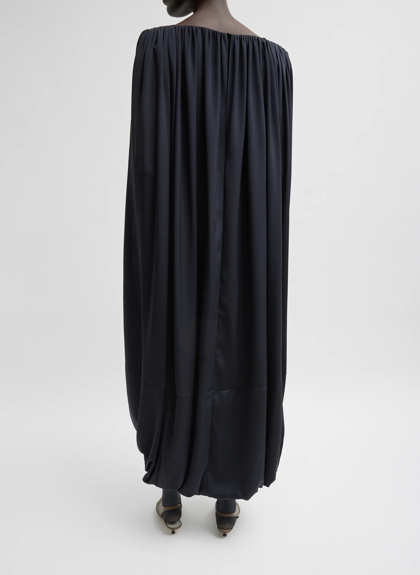 Stretch Silk Nylon Wide Neck Cape Dress - Image 5
