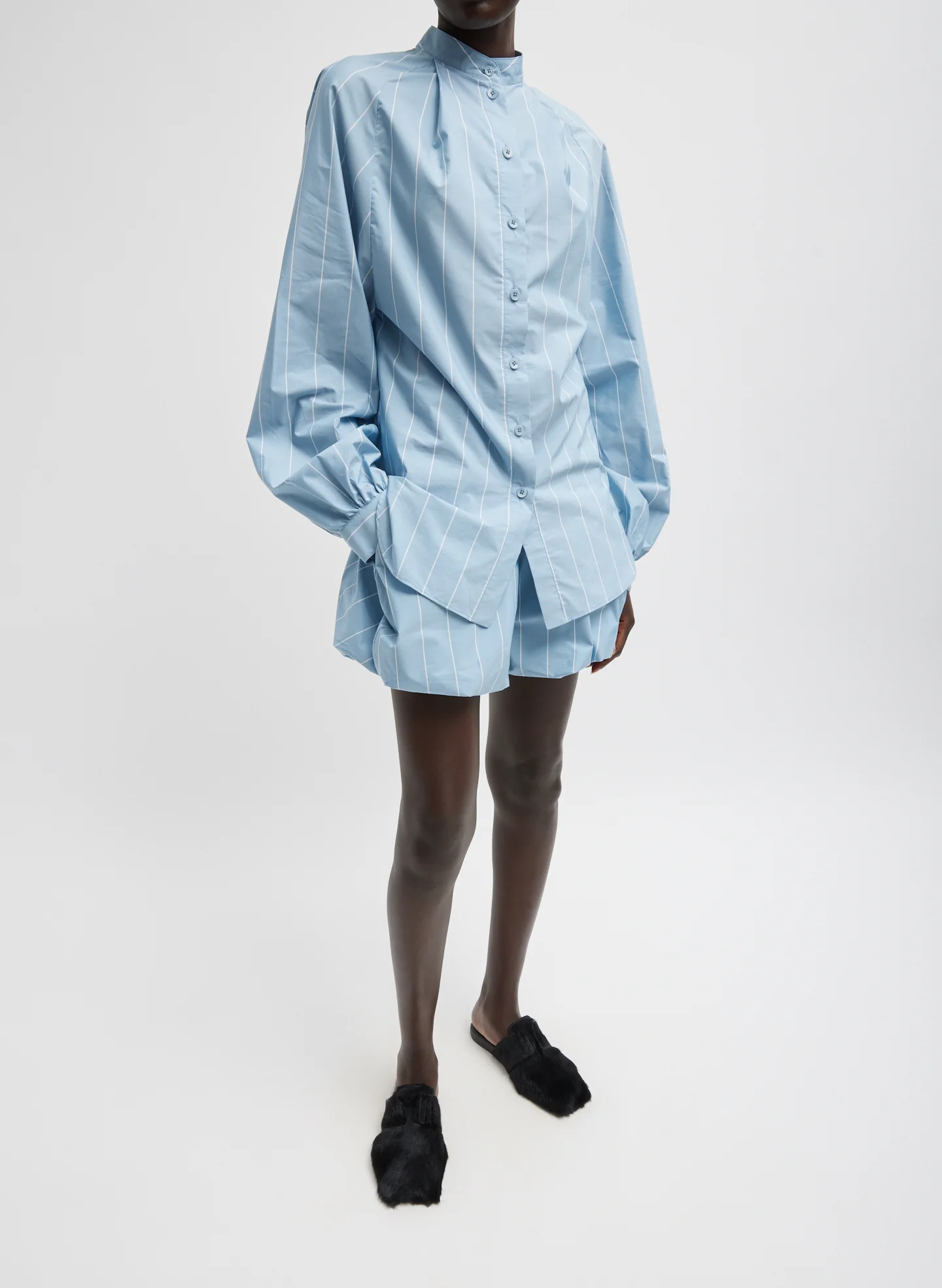 Striped Tech Poplin Raglan Tucked Shirt - Image 5