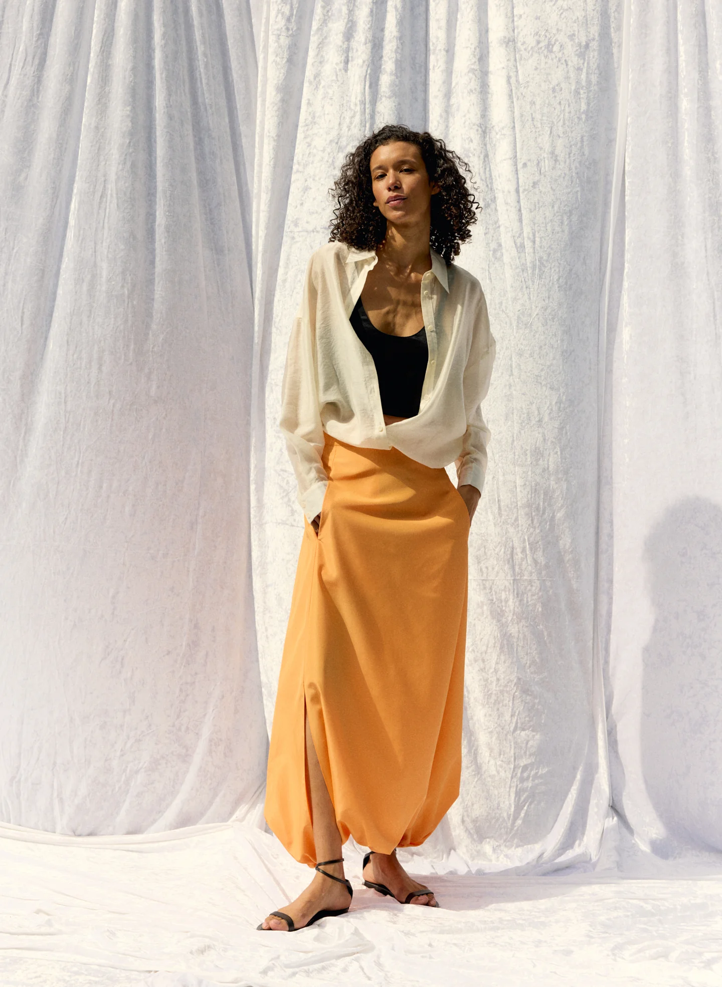 Summer Nylon Flat Front Jalouise Skirt - Image 2