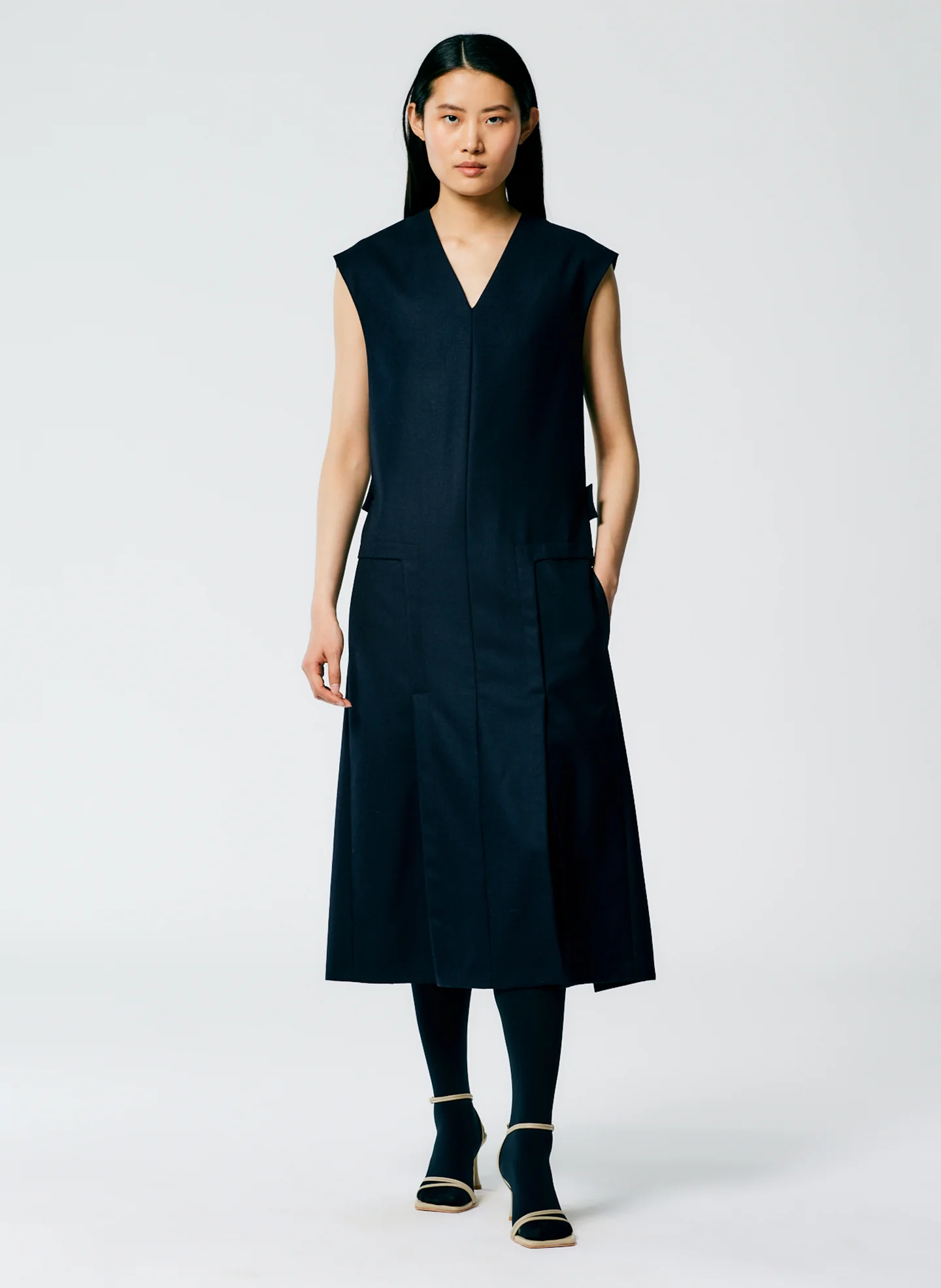 Superfine Wool Flannel Paneled Dress