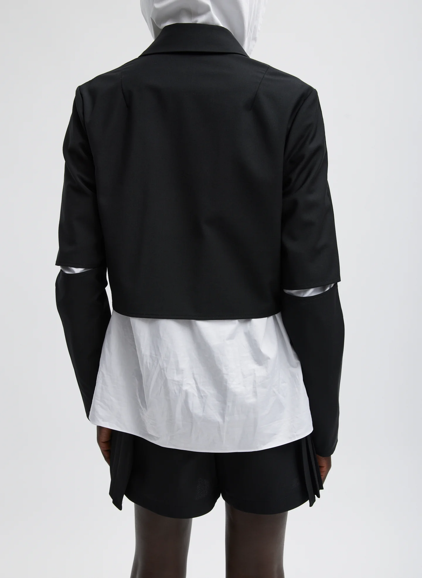 Tropical Wool Cropped Lean Double Breasted Shirt Jacket - Image 3