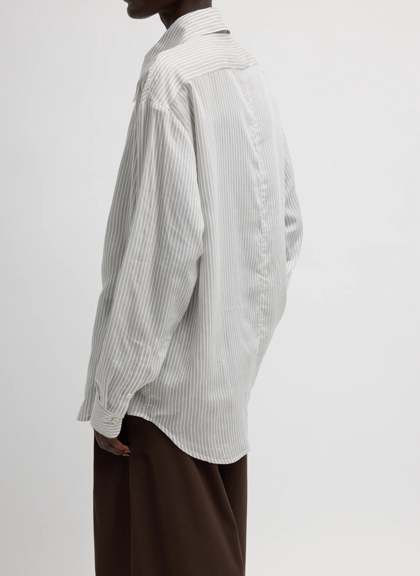 Ultra Light Silk Tencel Striped Pintucked Shirt - Image 4