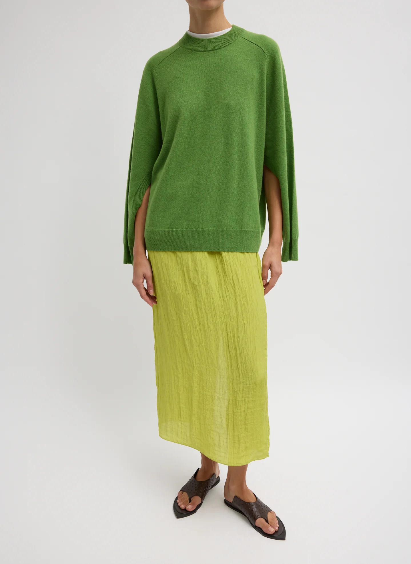 Washable Cashmere Crewneck Cut Out Sleeve Sweater - Image 5