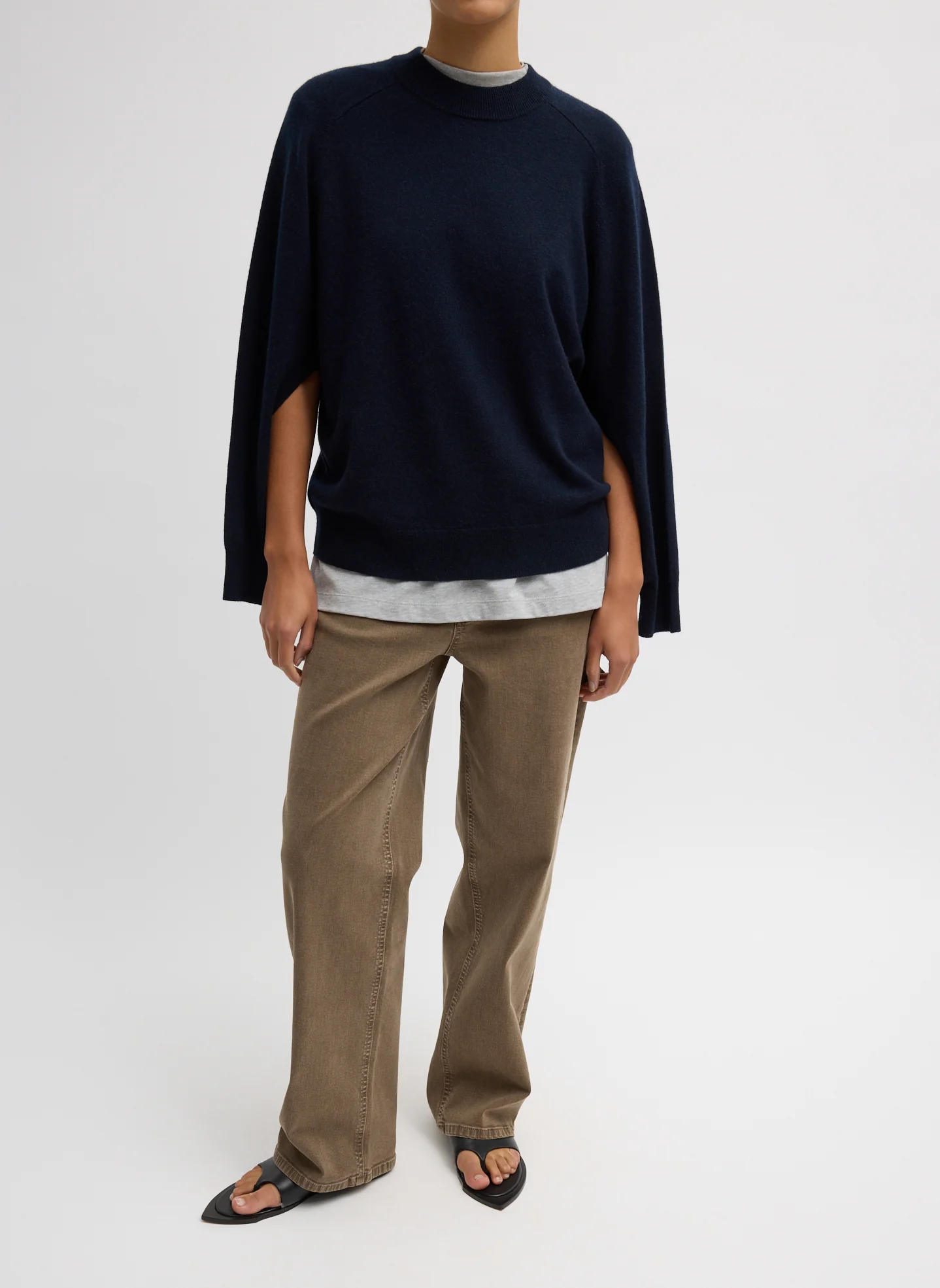 Washable Cashmere Crewneck Cut Out Sleeve Sweater - Image 4