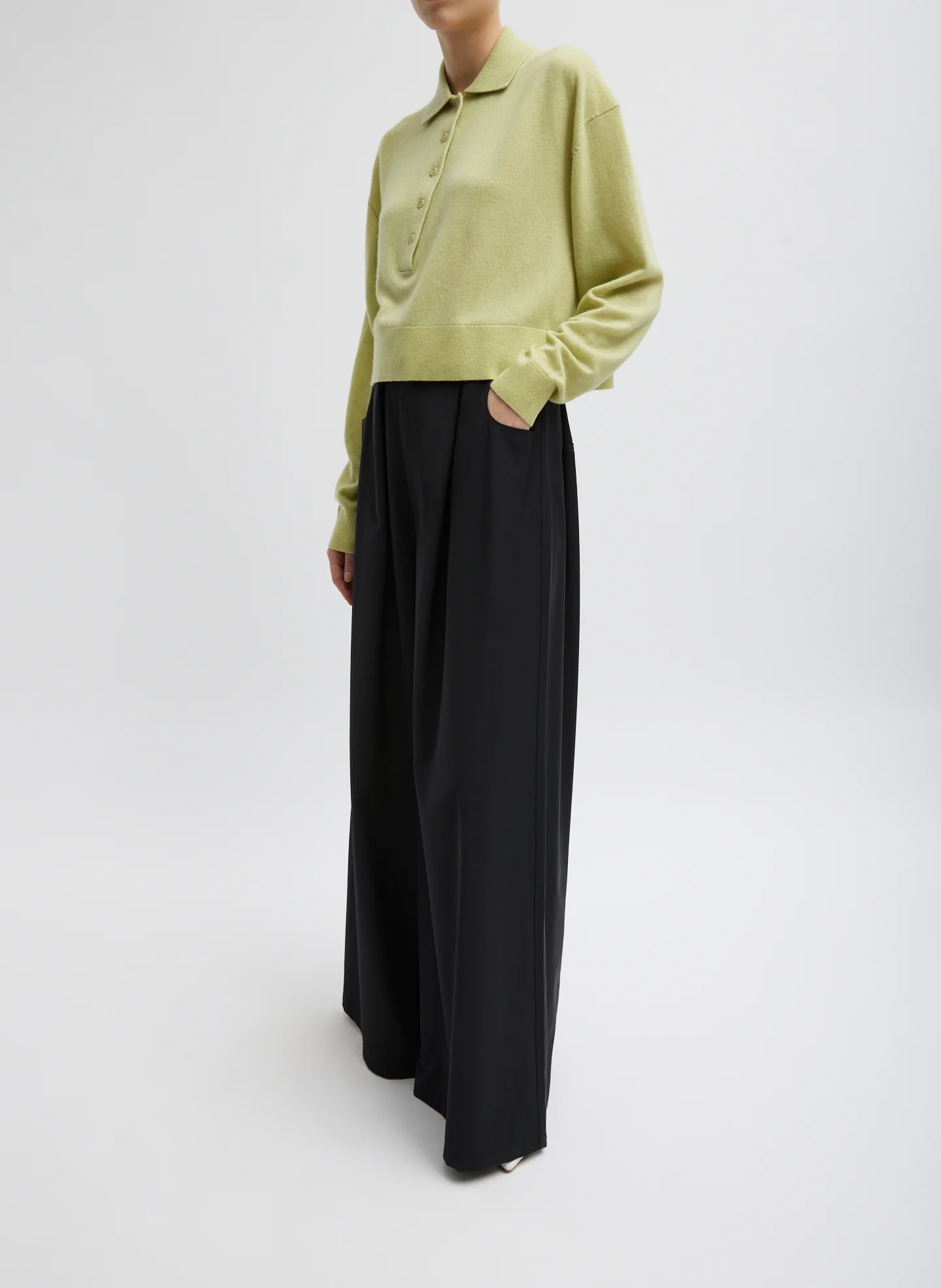 Washable Cashmere Easy Polo Cropped Sweater - Image 6